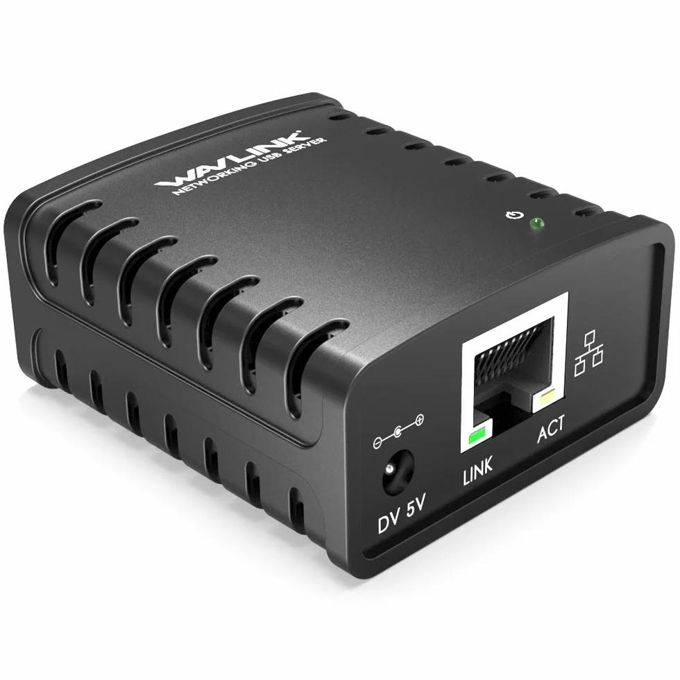 WAVLINK Servidor de impresión, 10/100 Mbps Ethernet a USB 2.0 Network LPR Servidor de impresión para Windows
