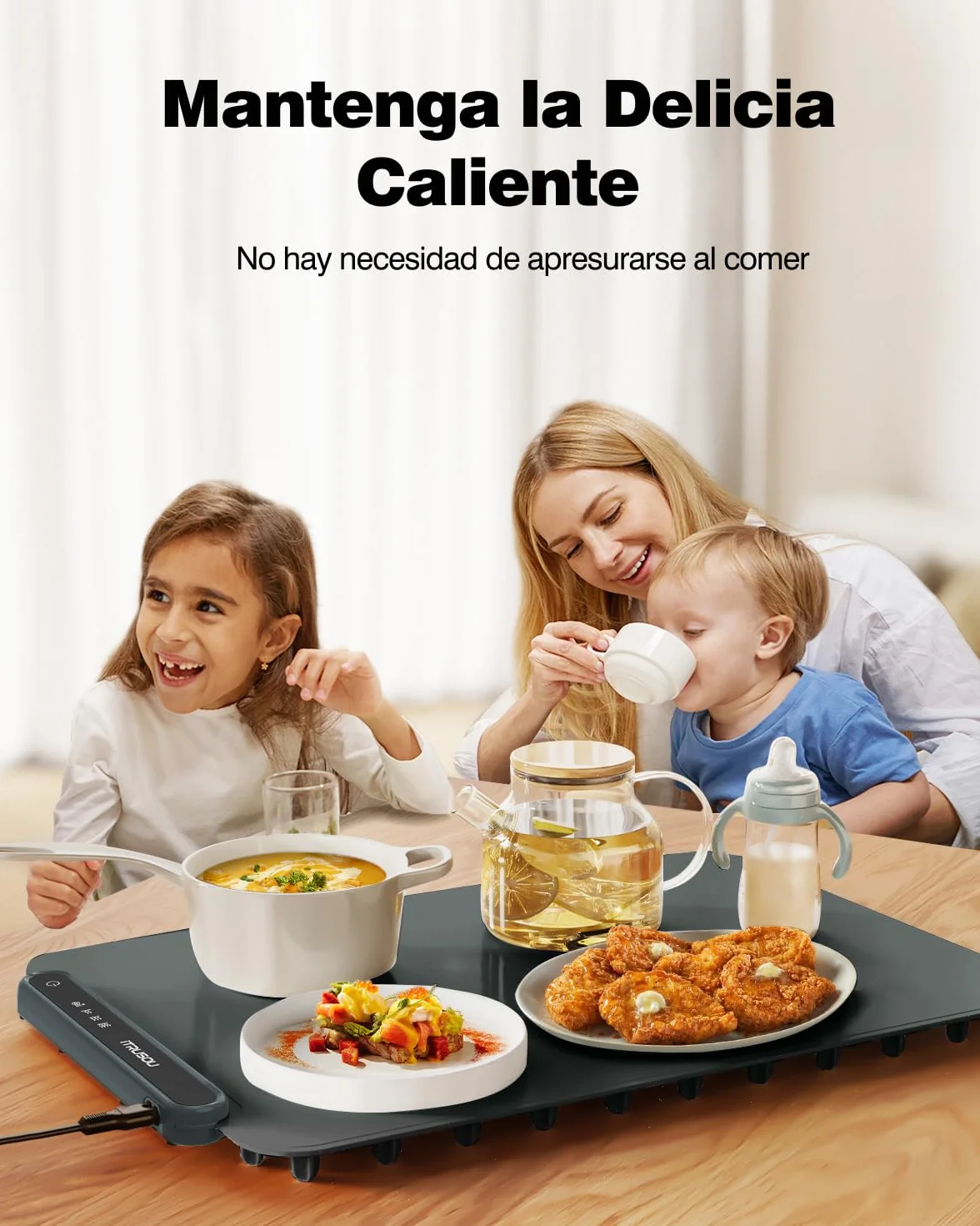 iTRUSOU Bandeja Calefactora Eléctrica, Placa Calentadora Silicona Portátil Plegable, Temperatura Ajustable