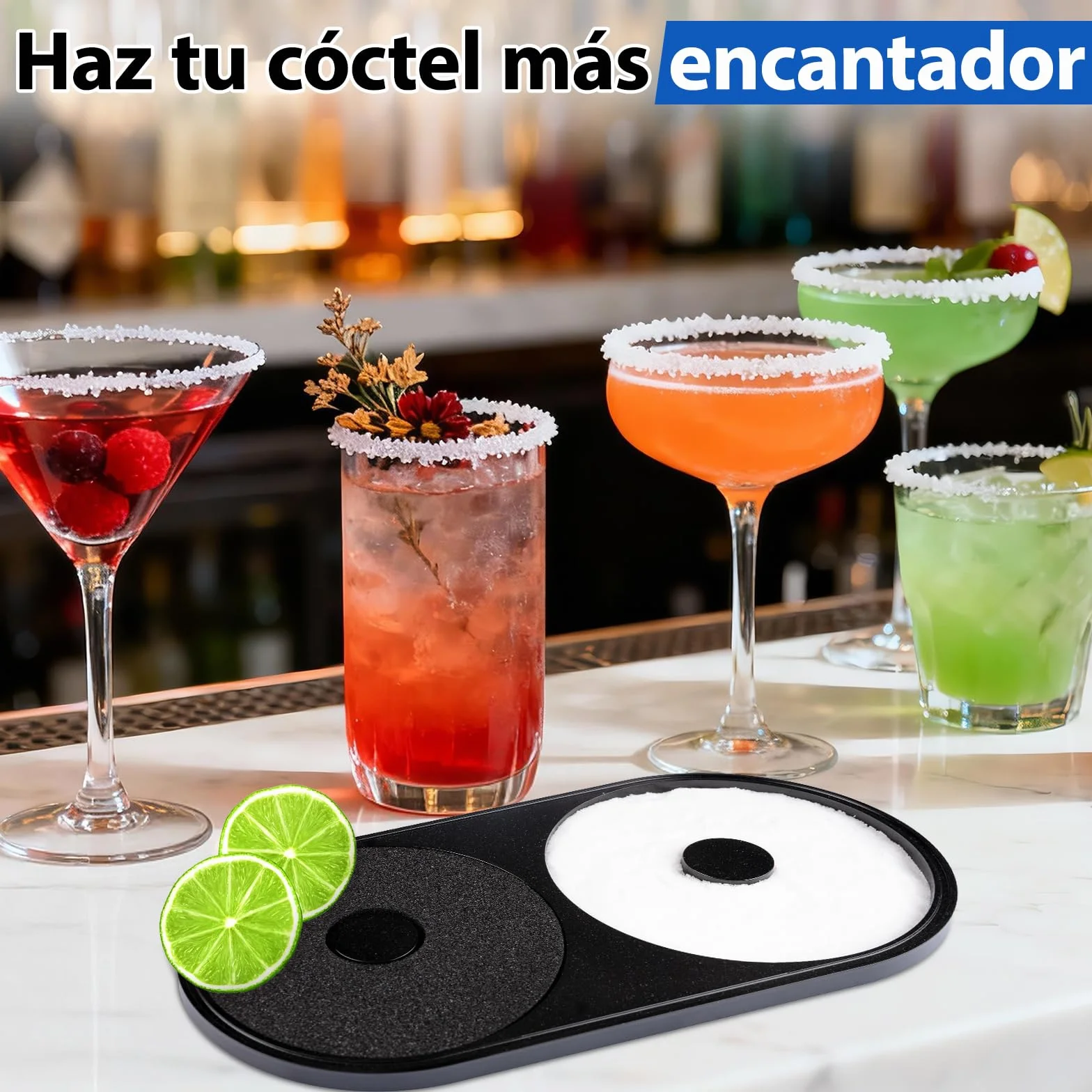 Juego de aplicador de sal y azúcar con esponja 2 en 1 para borde de vaso de cóctel