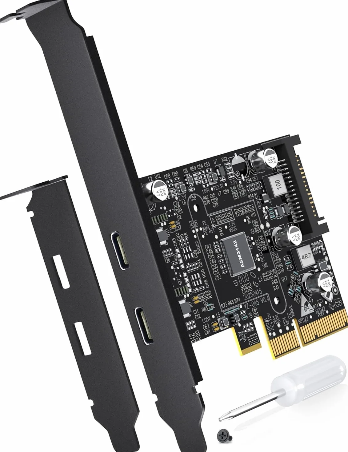 10Gbps USB C Tarjeta PCIe, Tipo-C 3.2 Gen2 2 Puertos, Adaptador PCI Express 3.0 x4 para Ordenador de Sobremesa, Almacenamiento Externo SSD, Estaciones de Trabajo, Copias de Seguridad
