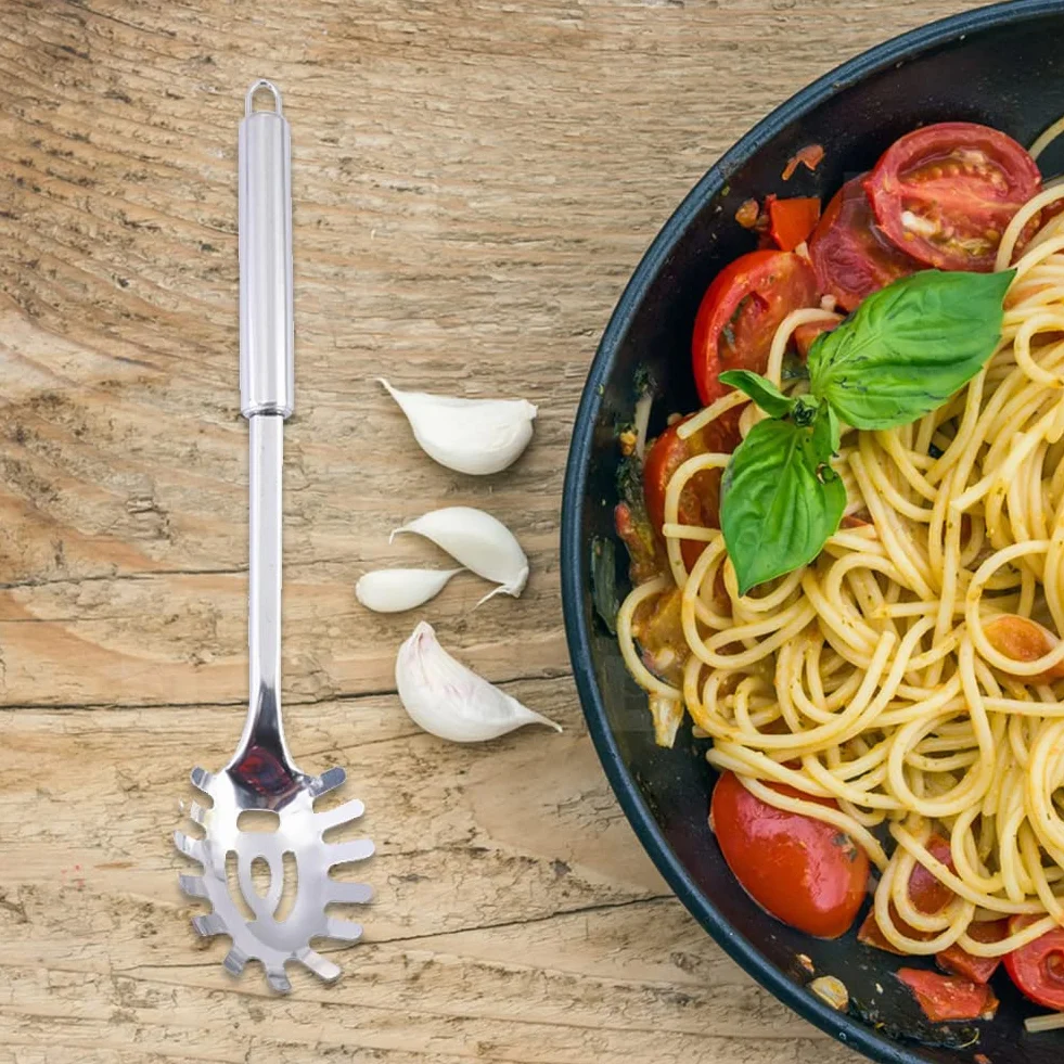 Spaghettilöffel Edelstahl poliert 32 cm ergonomischer Griff spülmaschinengeeignet