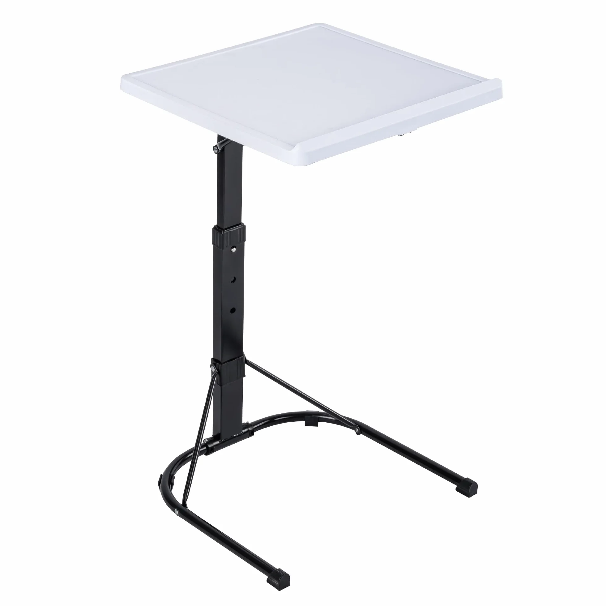 T-LOVENDO.ES Mesa Auxiliar Plegable con Altura Ajustable, Forma de C, con 3 Alturas (de 63,5 a 76 cm), 3 Ángulos Ajustables, para Ordenador Portátil, Lectura, Sofá, Sillón (Blanco)