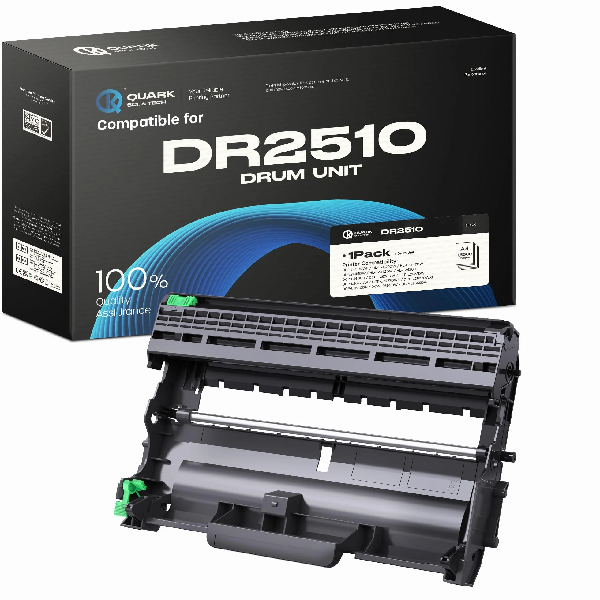 DR2510 DR-2510 Tambor Compatible para Brother DR2510 Unidad de Tambor Compatible para Brother HL-L2400DW HL-L2445DW HLL2400DWE DCPL2660DW DCP-L2620DW MFC-L2800DW DCP-L2627DWE MFC-L2835DW MFC-L2827DWX
