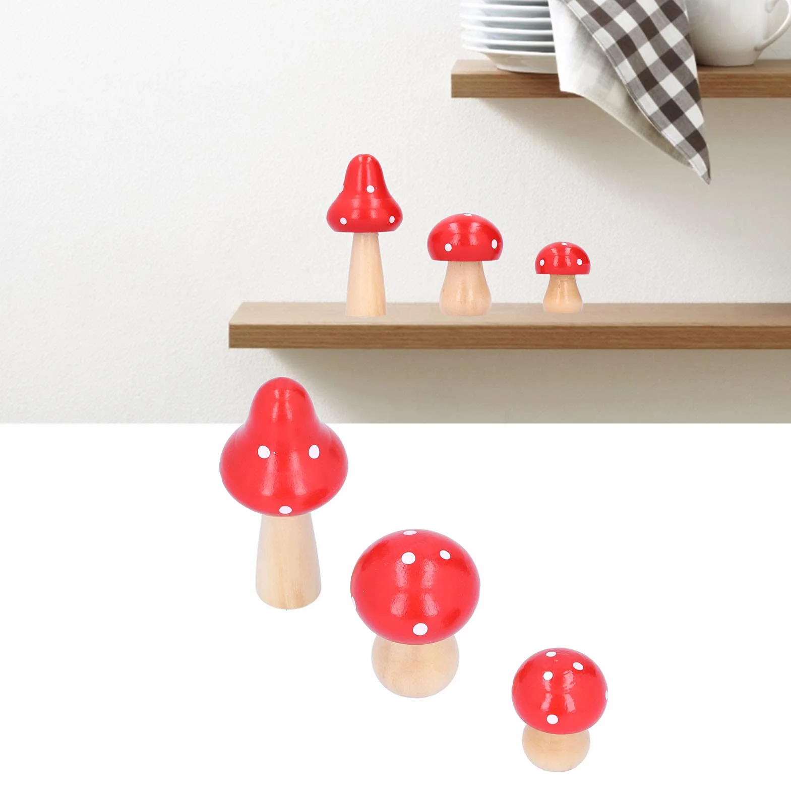 AUNMAS Hongos de Madera Adorno Artesanal Ecológico 3 Piezas Decoración Escritorio