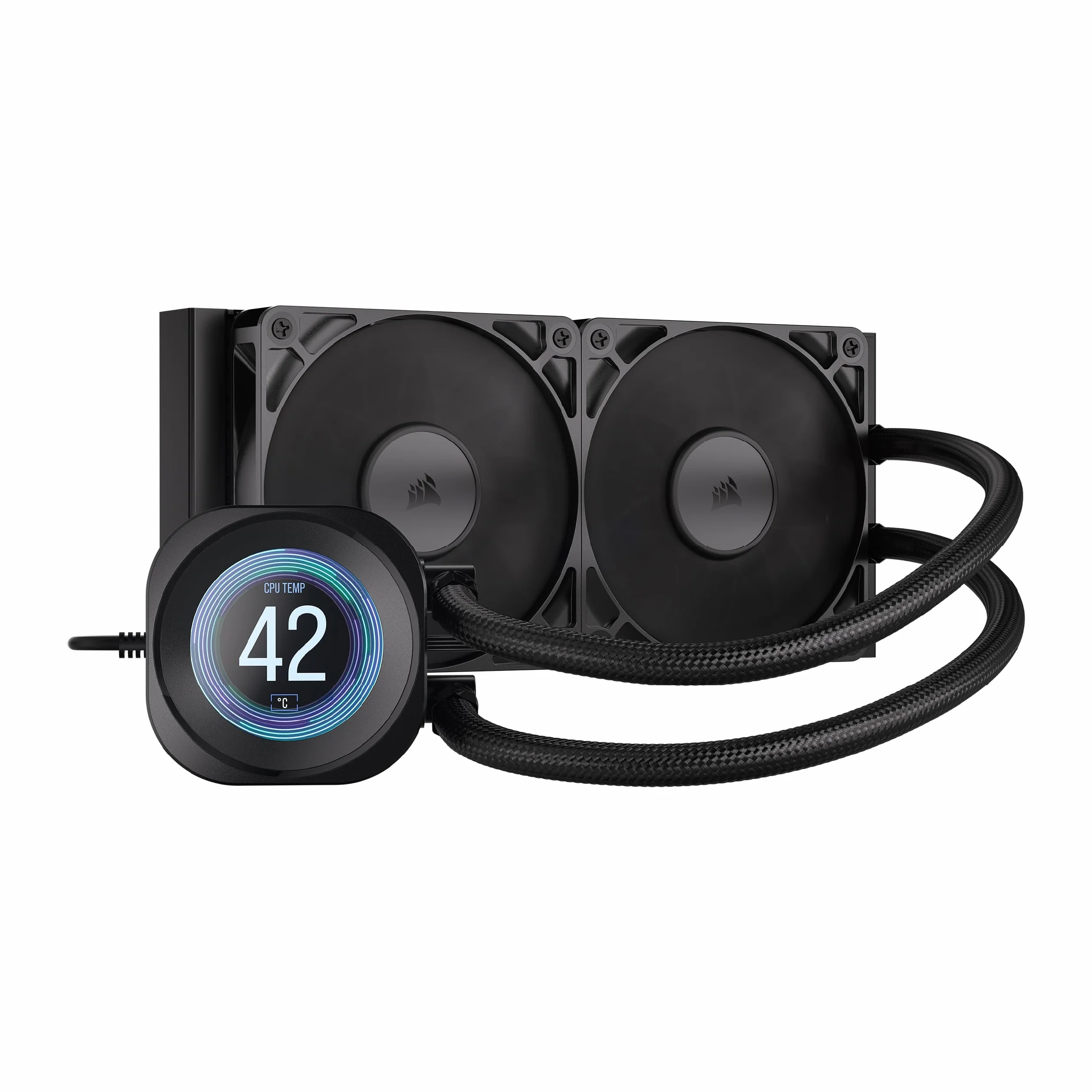 Corsair Nautilus 240 RS LCD Refrigeración líquida de CPU – Pantalla LCD IPS de 2,1", 240mm AIO, Bajo Ruido, Daisy-Chain, Intel LGA 1851/1700, AMD AM5/AM4 – Incluye 2 Ventiladores RS120 – Negro