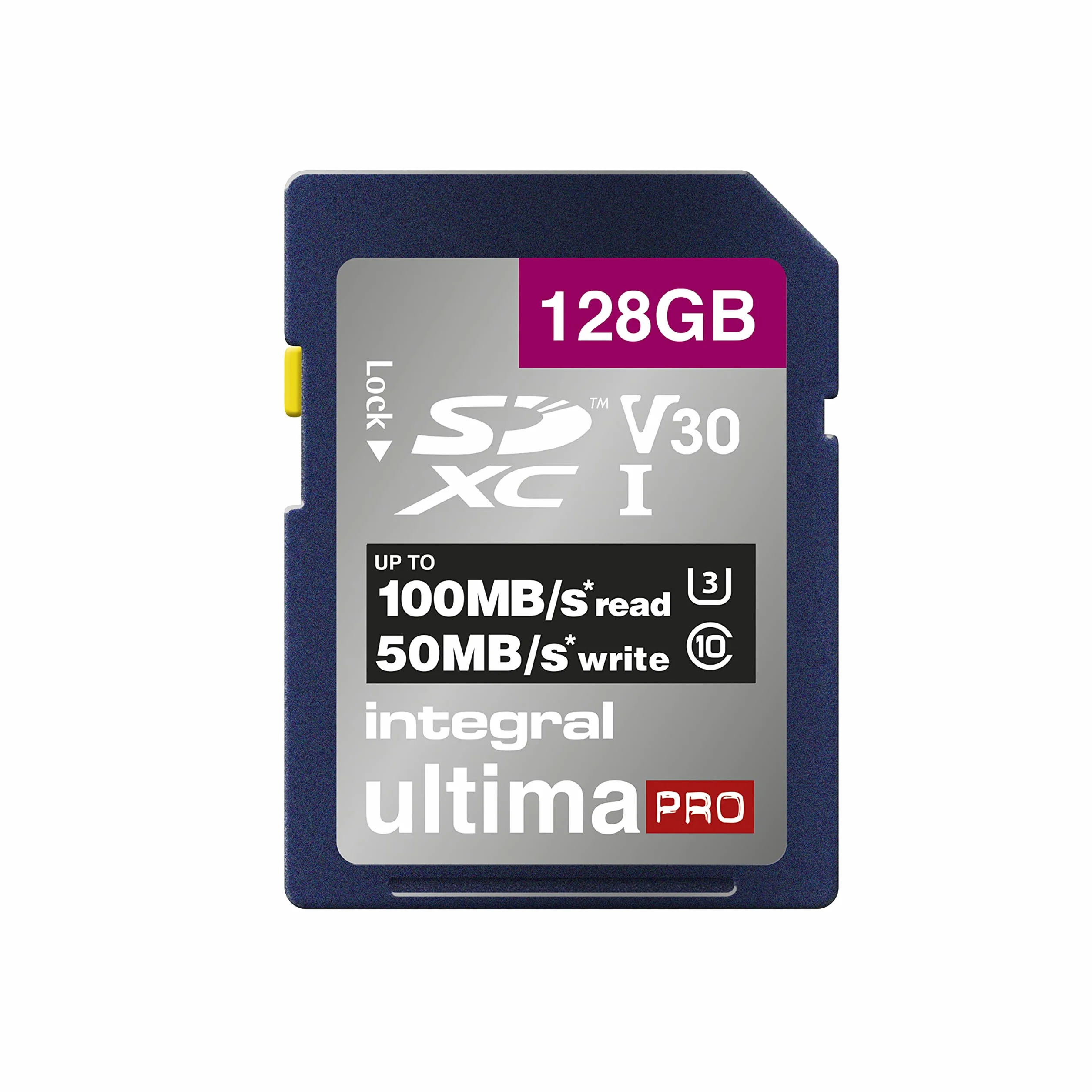Integral Tarjeta SD de 128 GB Tarjeta de memoria SDXC de alta velocidad 4K Ultra-HD Video de hasta 100 Mb/s Tarjeta de memoria V30 UHS-I U3 Clase 10