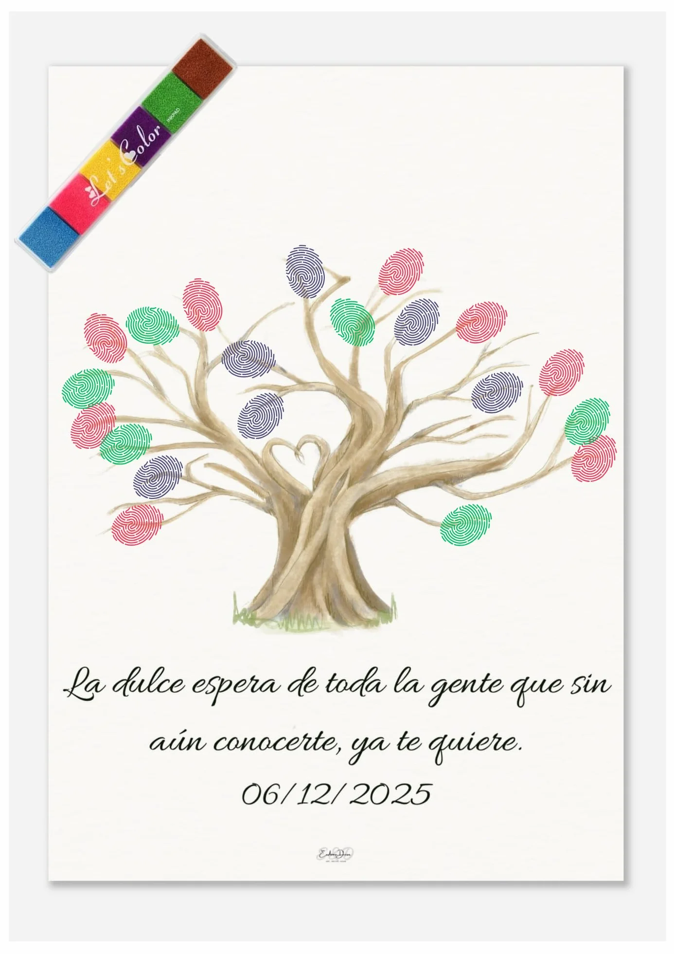 Árbol de huellas comunión niño niña | Lámina huellas personalizada | Alternativa libro firmas boda evento | Sin marco