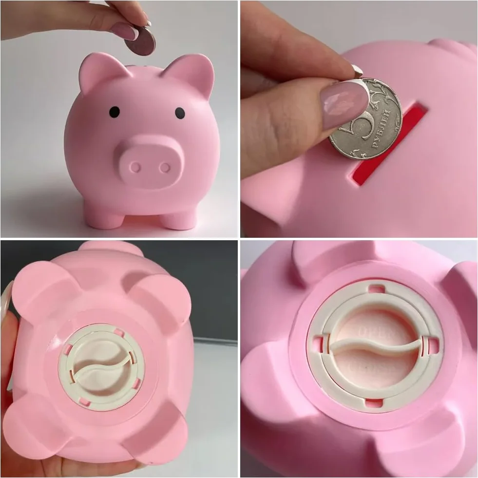Hucha Cerdito Rosa Plástico para Monedas Decoración Recuerdo Regalo