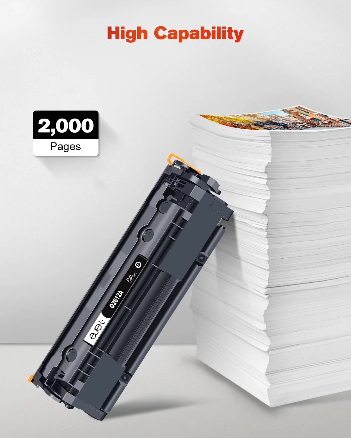 ejet 12A Compatibles para HP 12A Q2612A Cartuchos de Tóner para LaserJet 1010 1012 1015 1018 1020 1022 1022n 1022nw 3020 3030 3050 3052 3055 M10 05 M1 319 M1319f (Negro, 2 Pack)