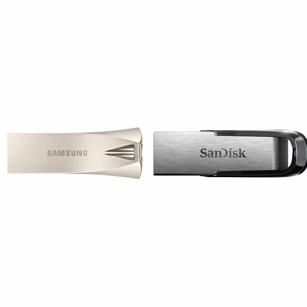 Samsung Muf-64Be4/Apc Memoria USB, 128 GB, USB 3.1 + Sandisk Ultra Flair Memoria Flash USB 3.0 De 128 GB, con Carcasa De Metal Duradera Y Elegante Y hasta 150 MB/S De Velocidad De Lectura, Negro
