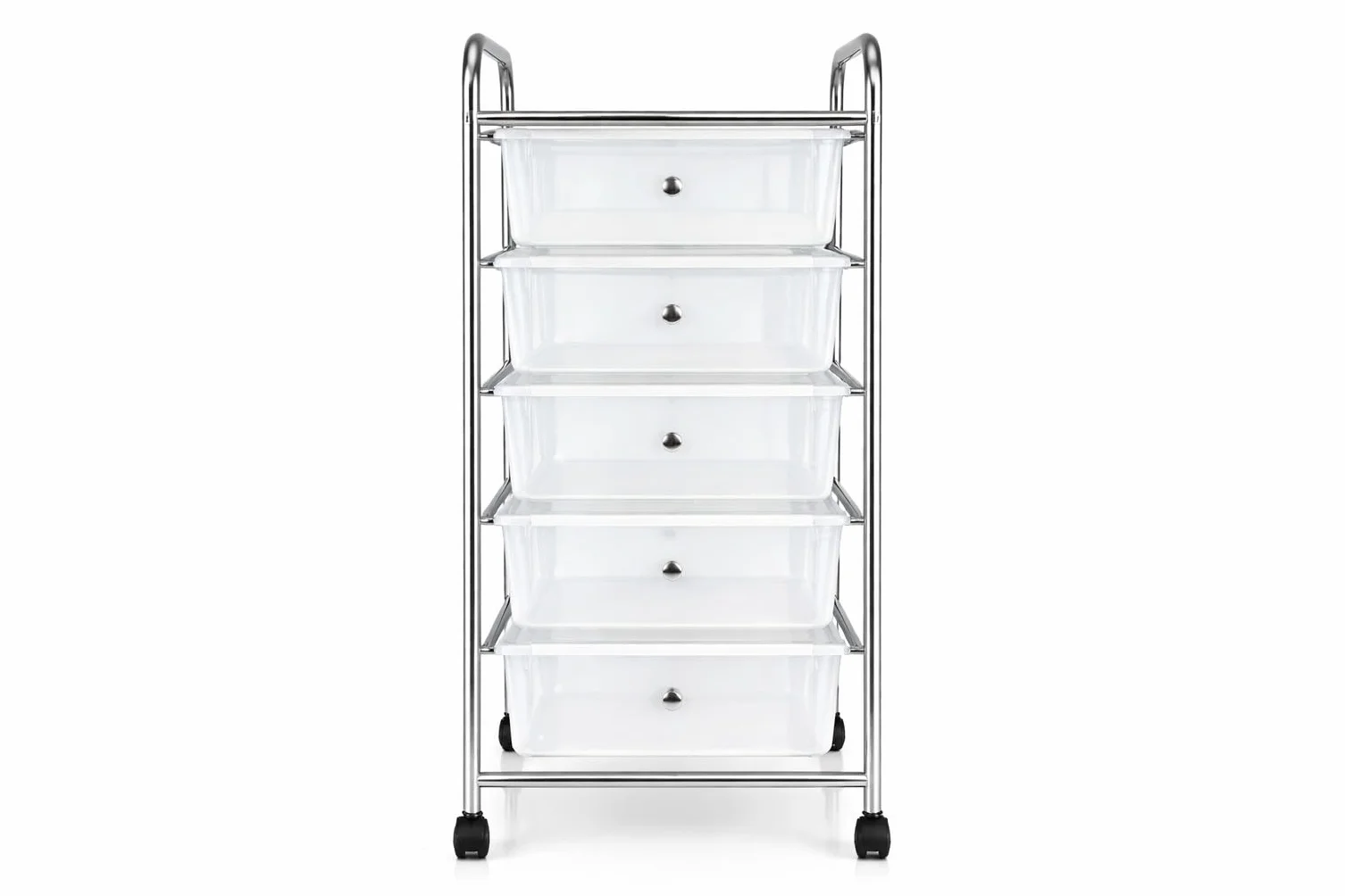 HERSIG Cajonera Plastico Metal Blanco 5 Alturas con Ruedas