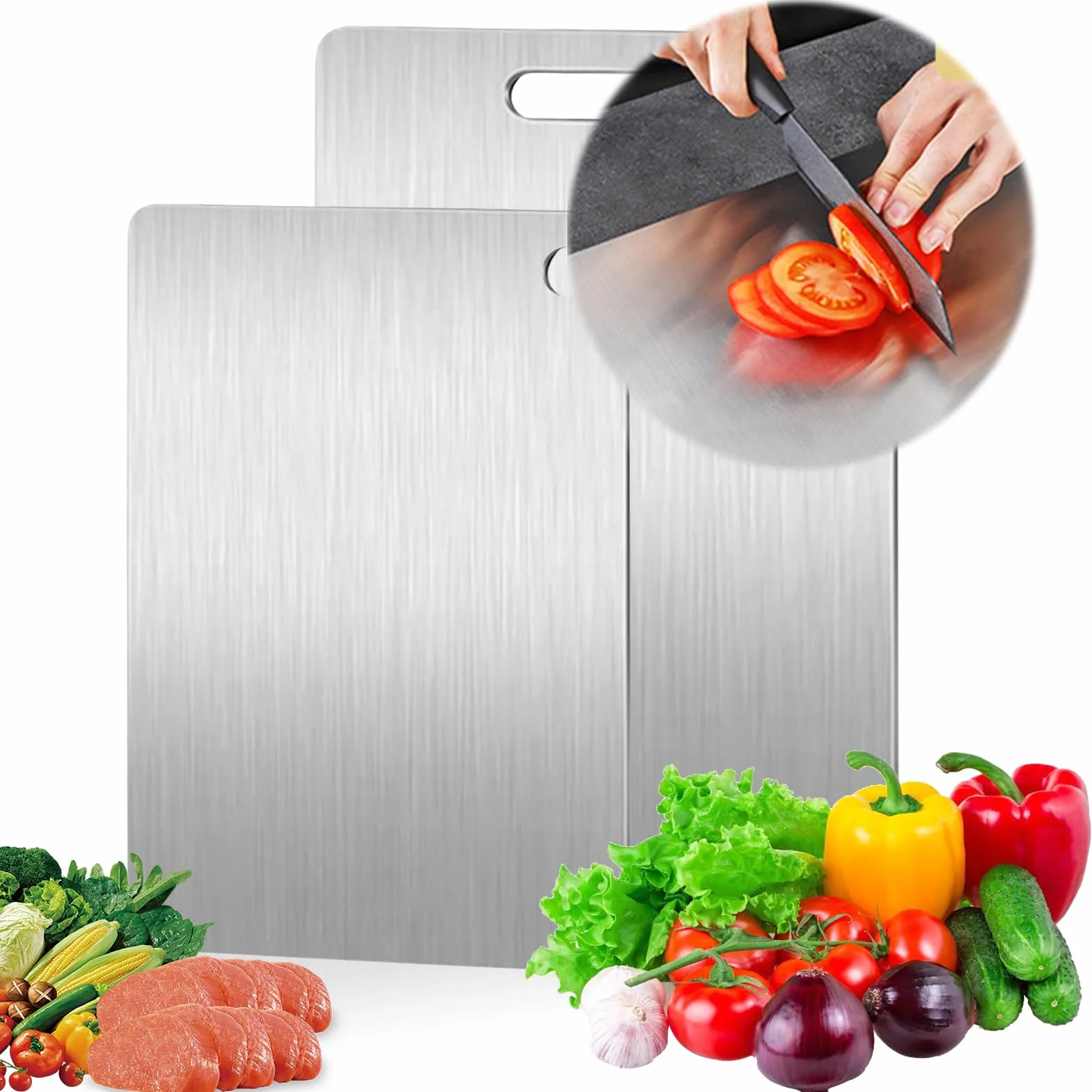 Tabla de Cortar de Titanio Aleación Inoxidable 0 Migas 2 Lados Frutas Verduras Masa Pan