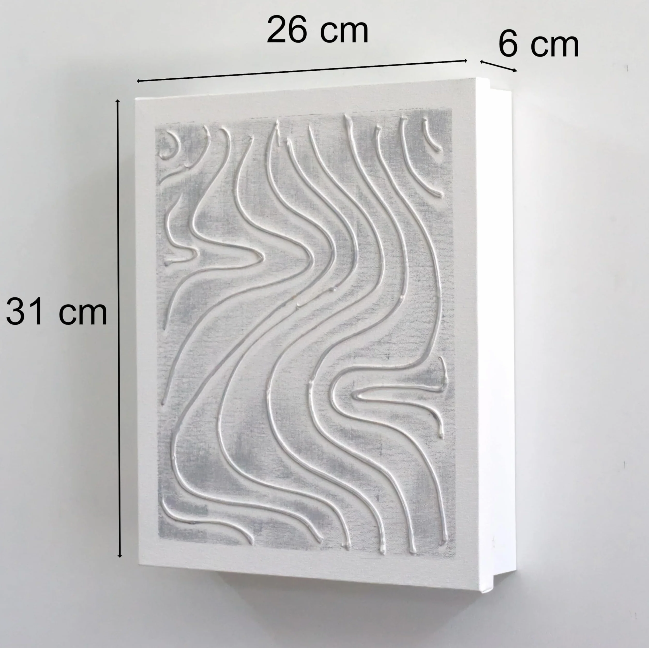 Armario para Llaves Pintado a Mano, con Relieve, Minimalista, 15 Ganchos, Gris y Blanco