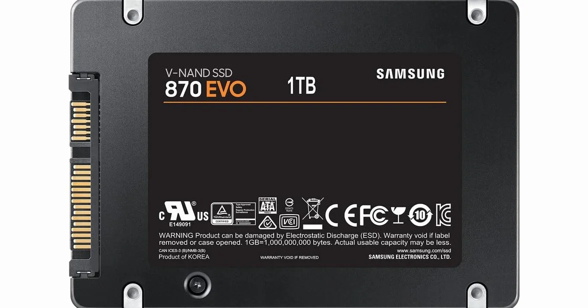 Samsung SSD 870 EVO, 1 TB, Form Factor 2.5&rdquo, Intelligent Turbo Write, Magician 6 Software, Black (Internal SSD)