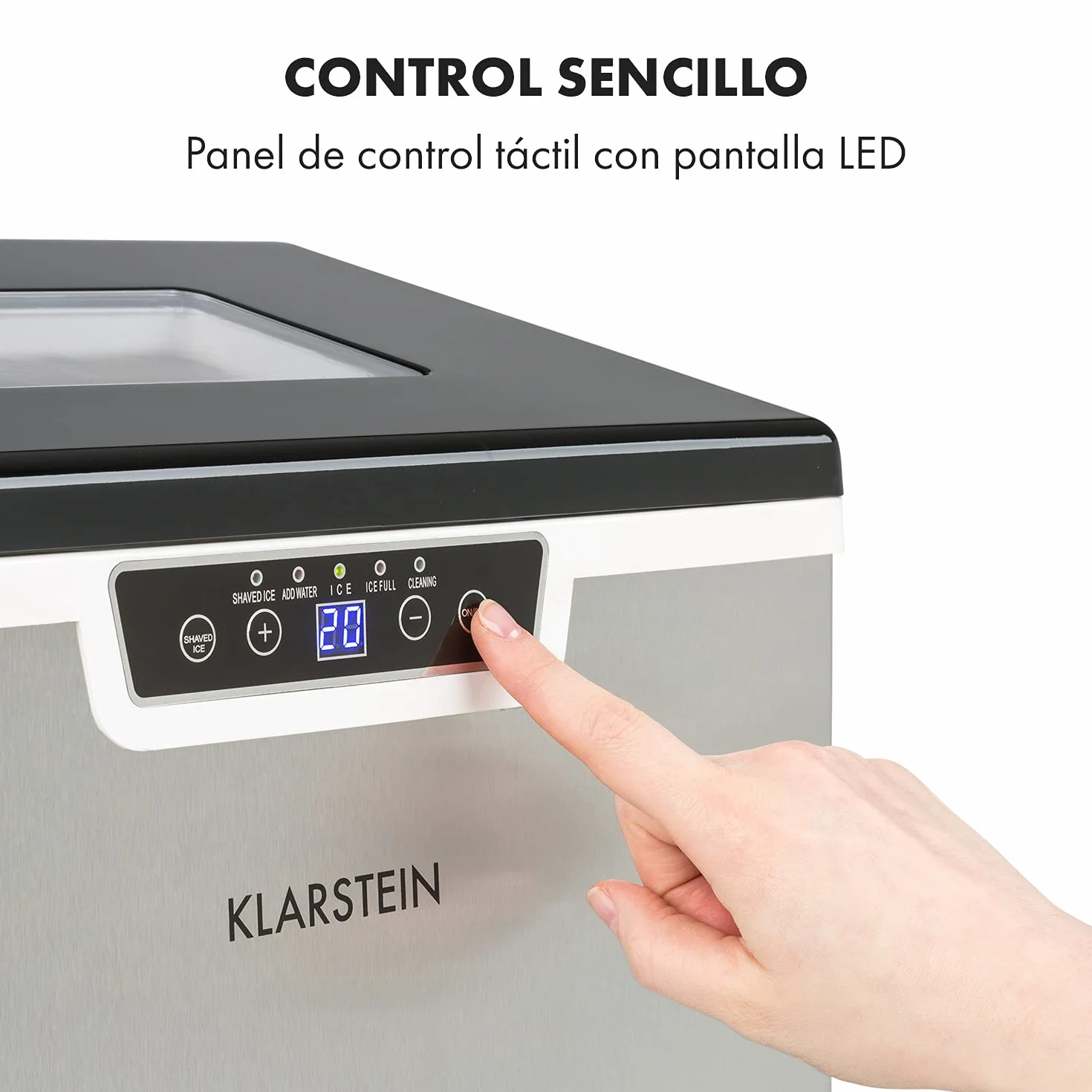 Klarstein Icefestival Cube máquina de hielo 400 W 12-20 kg/24h 1,9 kg 1,8 l 3 tamaños gris metalizado