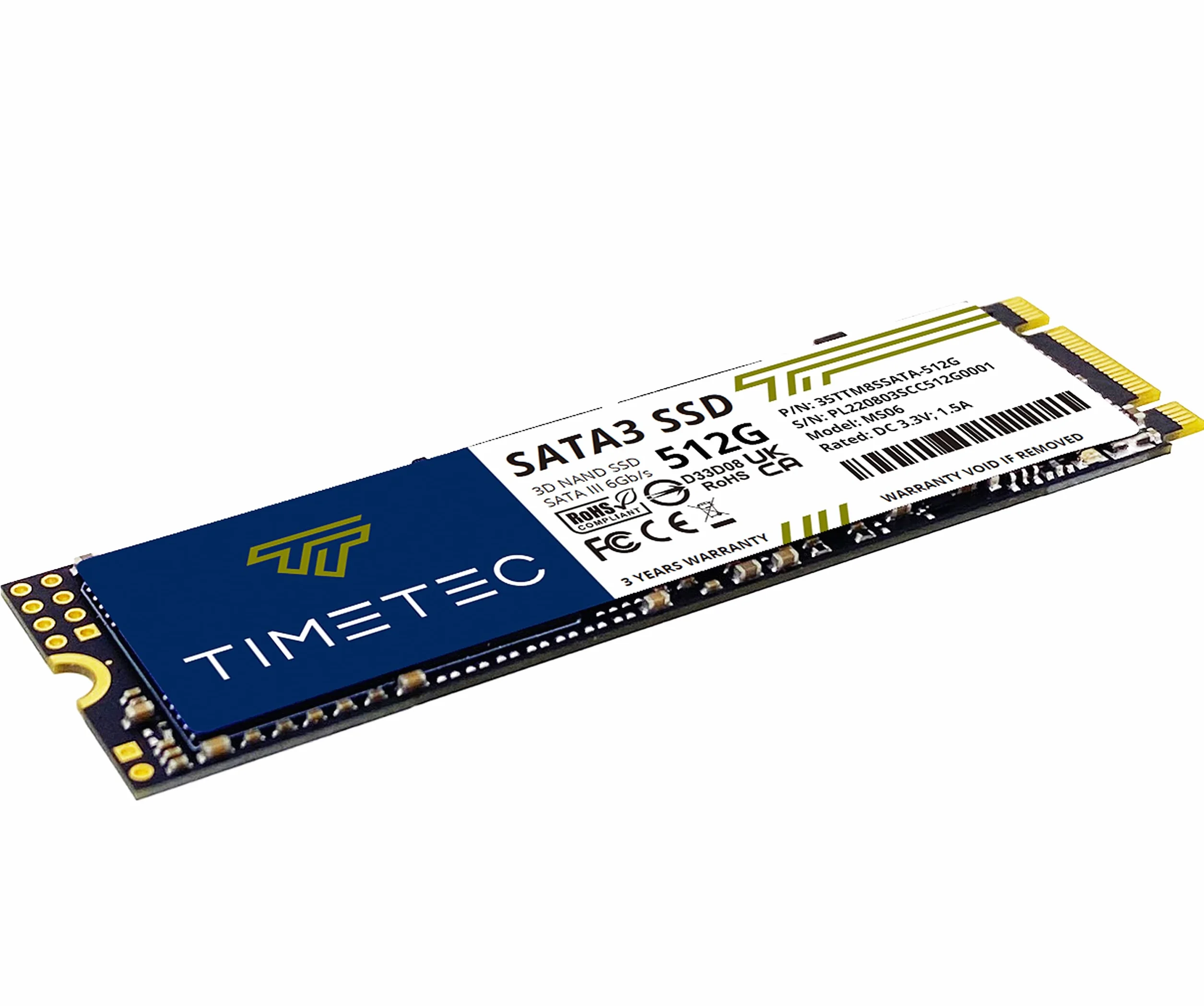 Timetec 512GB SSD 3D NAND TLC SATA III 6Gb/s M.2 2280 NGFF 256TBW Read Speed Up to 550MB/s SLC Cache Performance Boost Internal SSD for PC Computer Laptop and Desktop (512GB)