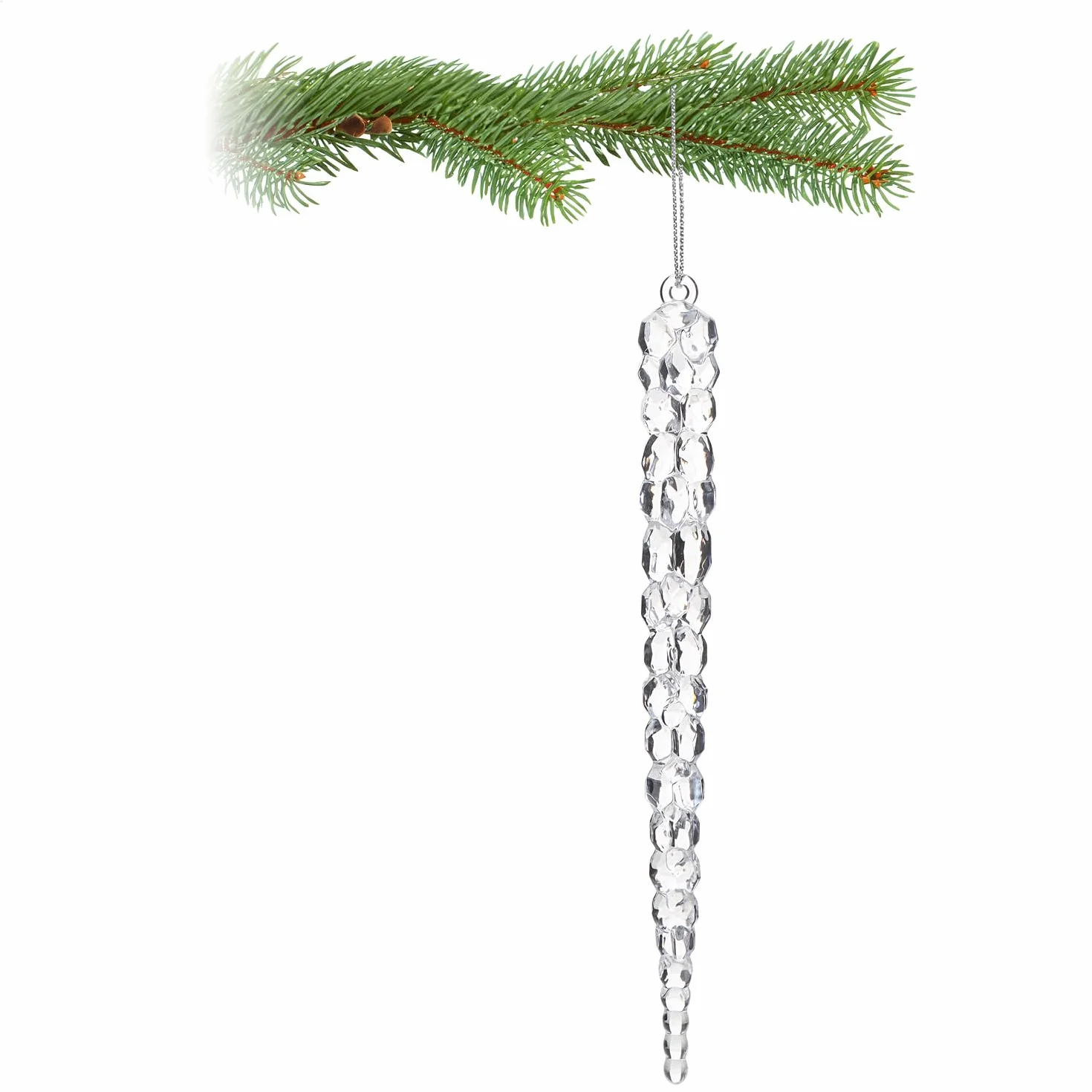COM-FOUR 12 Colgantes Decorativos para Carámbanos Transparentes de 17,5 cm con Cuerda para Colgar Árbol de Navidad
