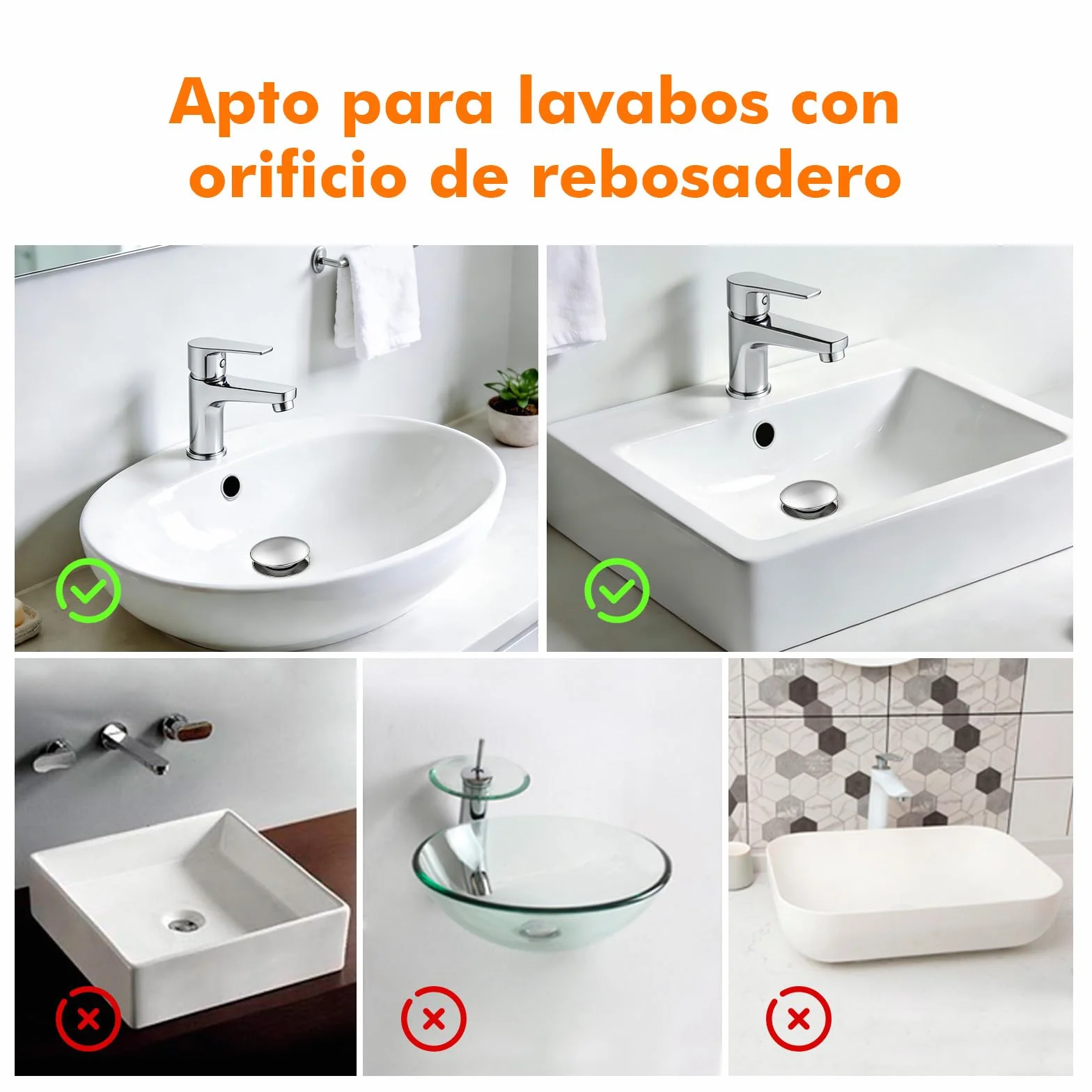 Ibergrif Tapón Pop Up para Lavabo Válvula Click Clack con Rebosadero Latón Cromado Ajuste Universal 41-50 mm