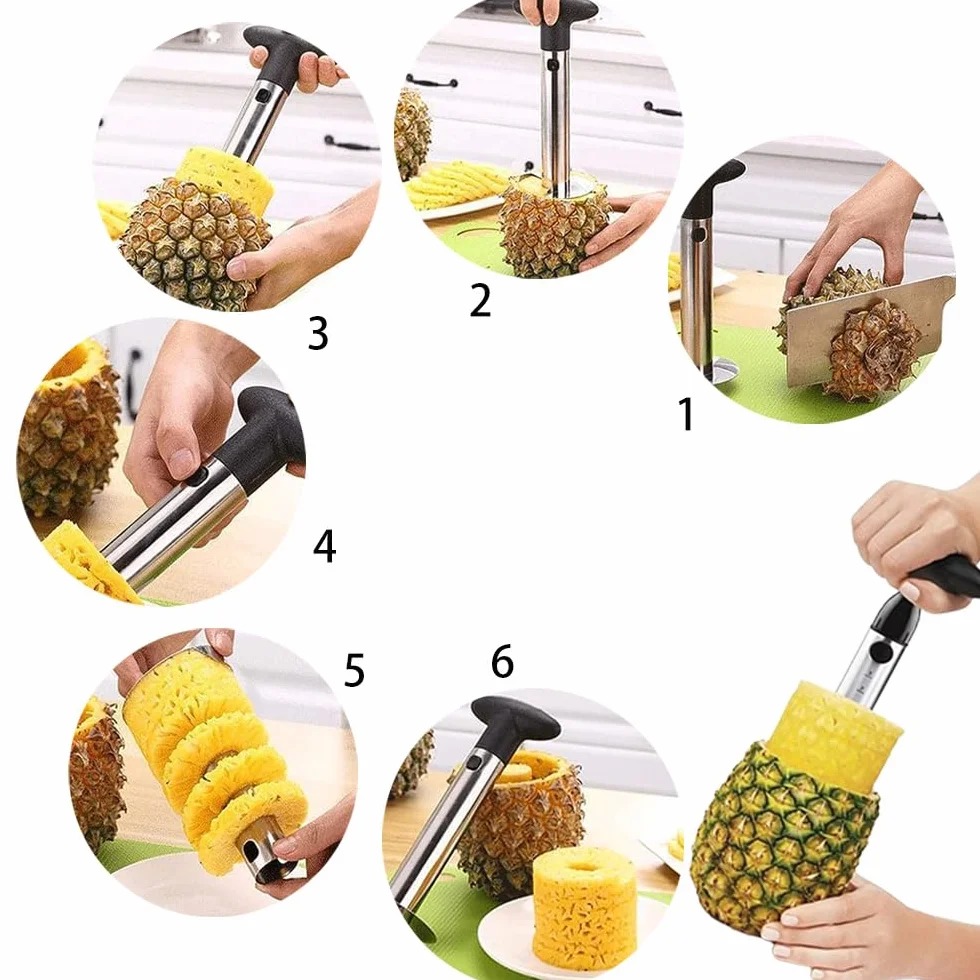 Cortador de Piña de Acero Inoxidable para Anillos Frutas Pelador Descorazonador