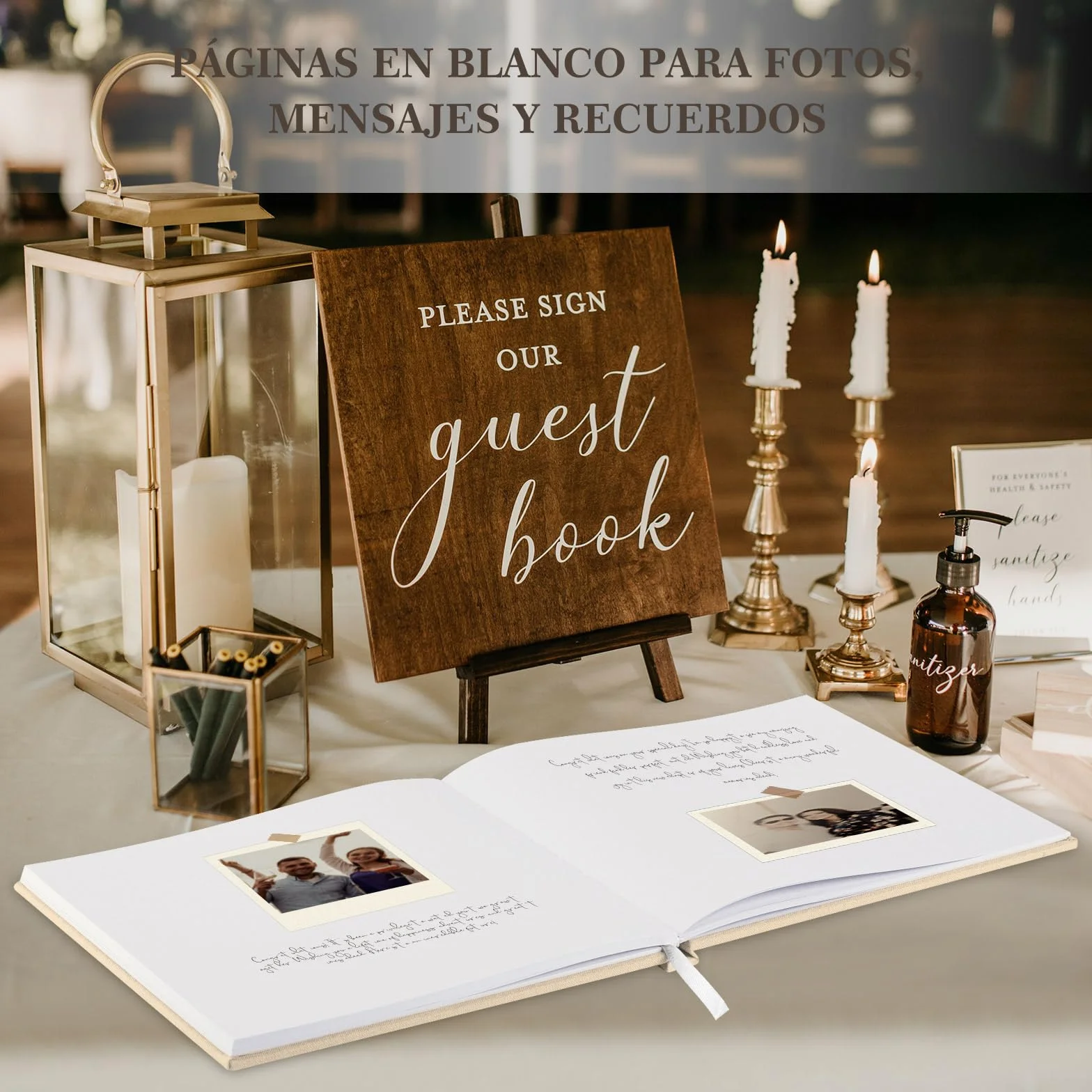 Libro Firmas de Boda 108 Páginas en Blanco, Lino, Azul