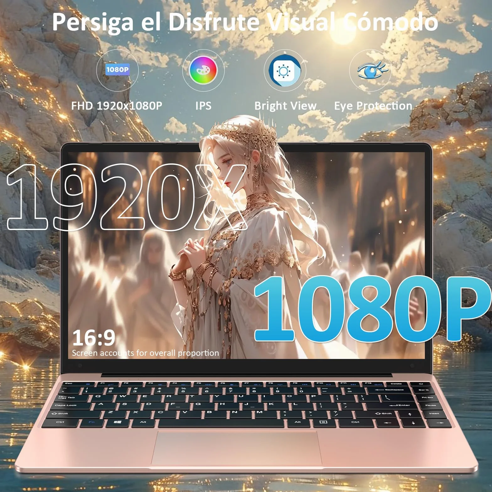 2026 Ordenador Portátil 14 Pulgadas hasta 2,8 GHz Celeron N4020 256GB SSD PC Portátils Soporta 1TB SSD Expansión con Ratón Inalámbricopara Trabajo-Estudio-Aprendizaje 1080 Mini Puerto Multimedia-Oro
