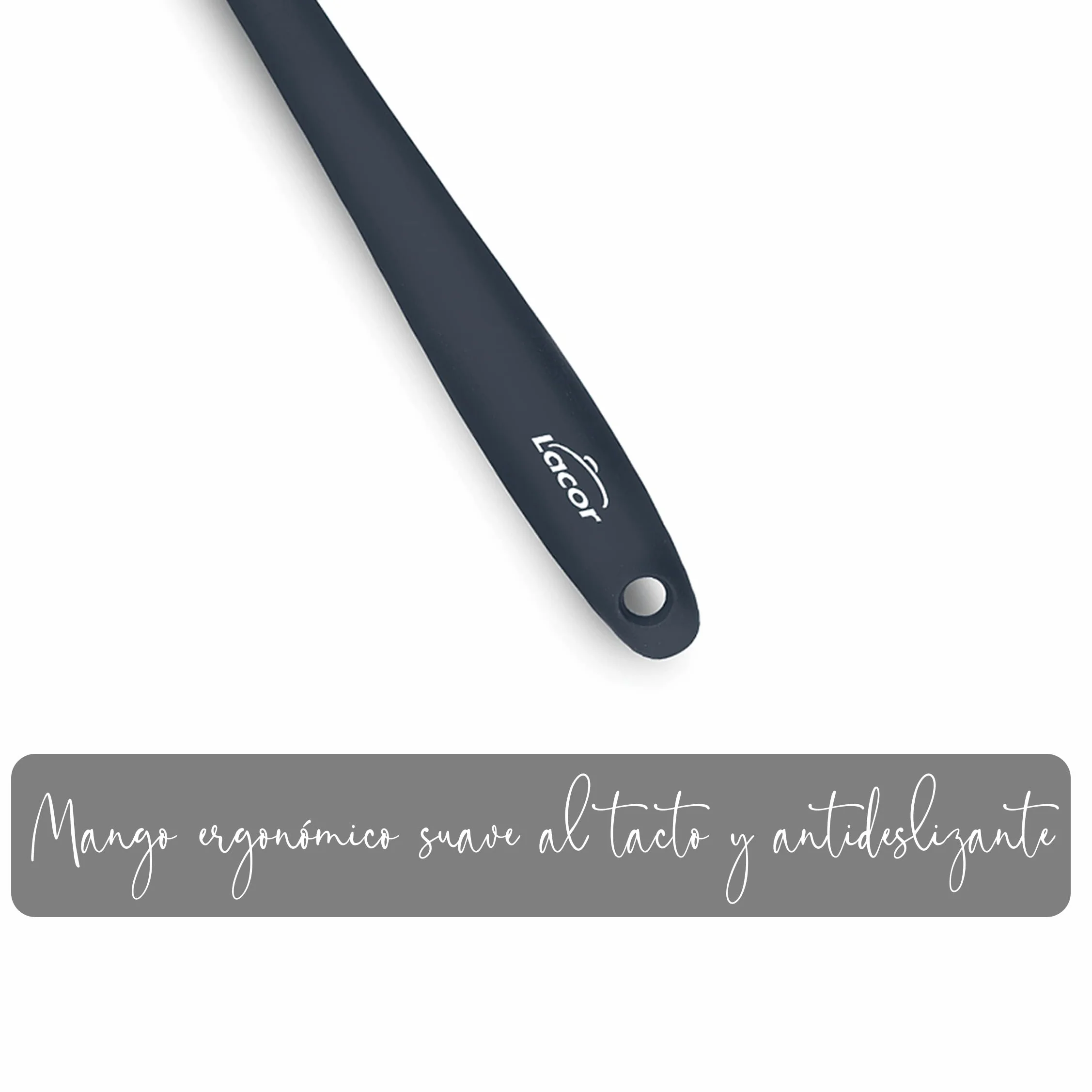 LACOR Servidor de Espaguetis Grey Cuchara Pasta Silicona Antiadherente Resistente Altas Temperaturas 27 cm