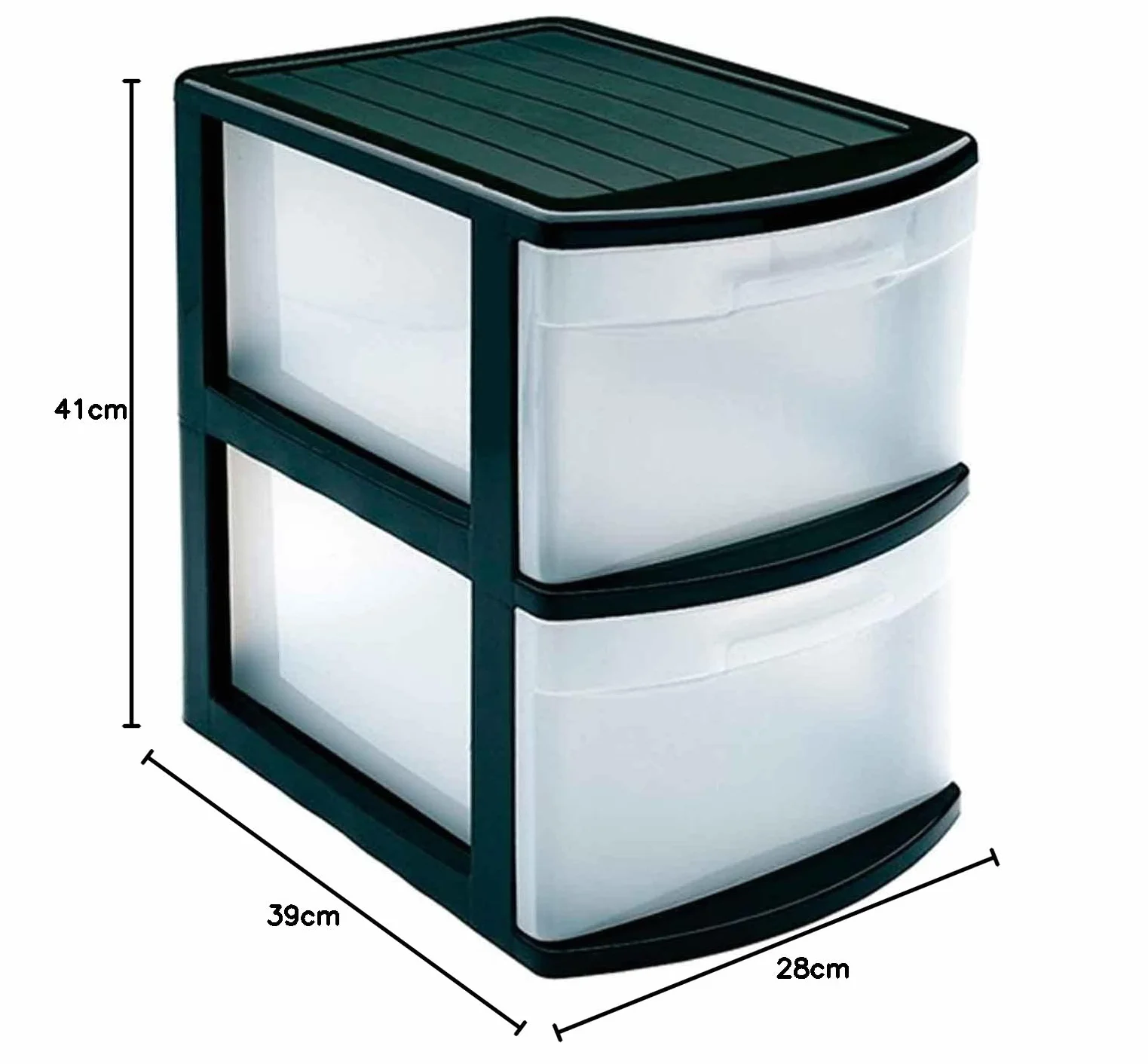 AC Cajonera de Almacenamiento Tamesis con 2 Cajones 41x28x39 cm Negro