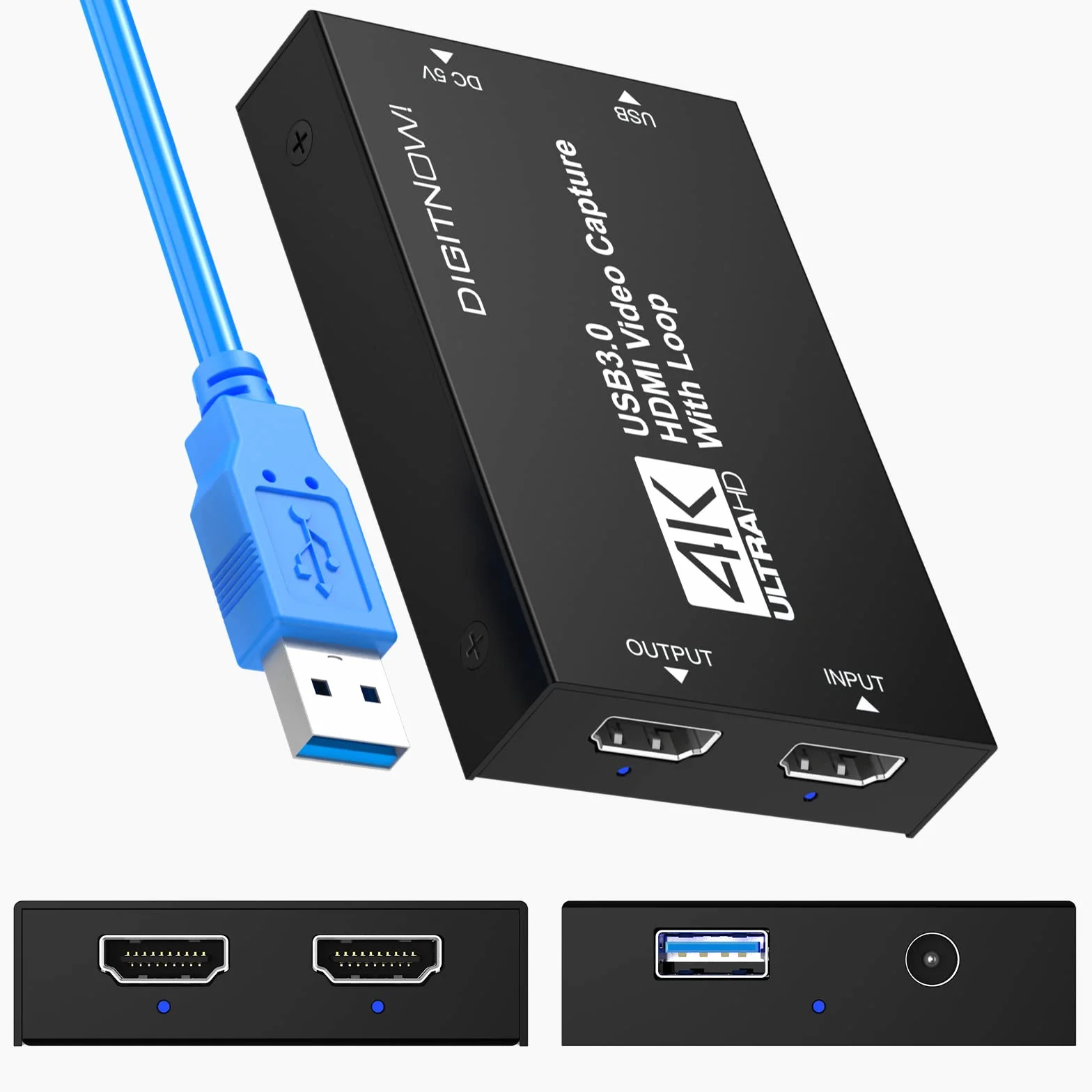 DIGITNOW! Tarjeta de Captura de vídeo, Captura de Juegos, Entrada 4K HDMI Paso a través y Salida 1080 P 60 FPS HDMI en Bucle, transmisión en Directo para PS4, Xbox One & Xbox 360 y más, latencia Cero