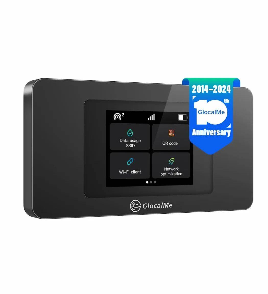 GlocalMe U3X 4G Módem Dual Hotspot móvil Dispositivo WiFi inalámbrico para el hogar o Viajes en más de 140 países, selección automática de Red Local Inteligente, MIFI de Bolsillo, SIM-Free (Negro)