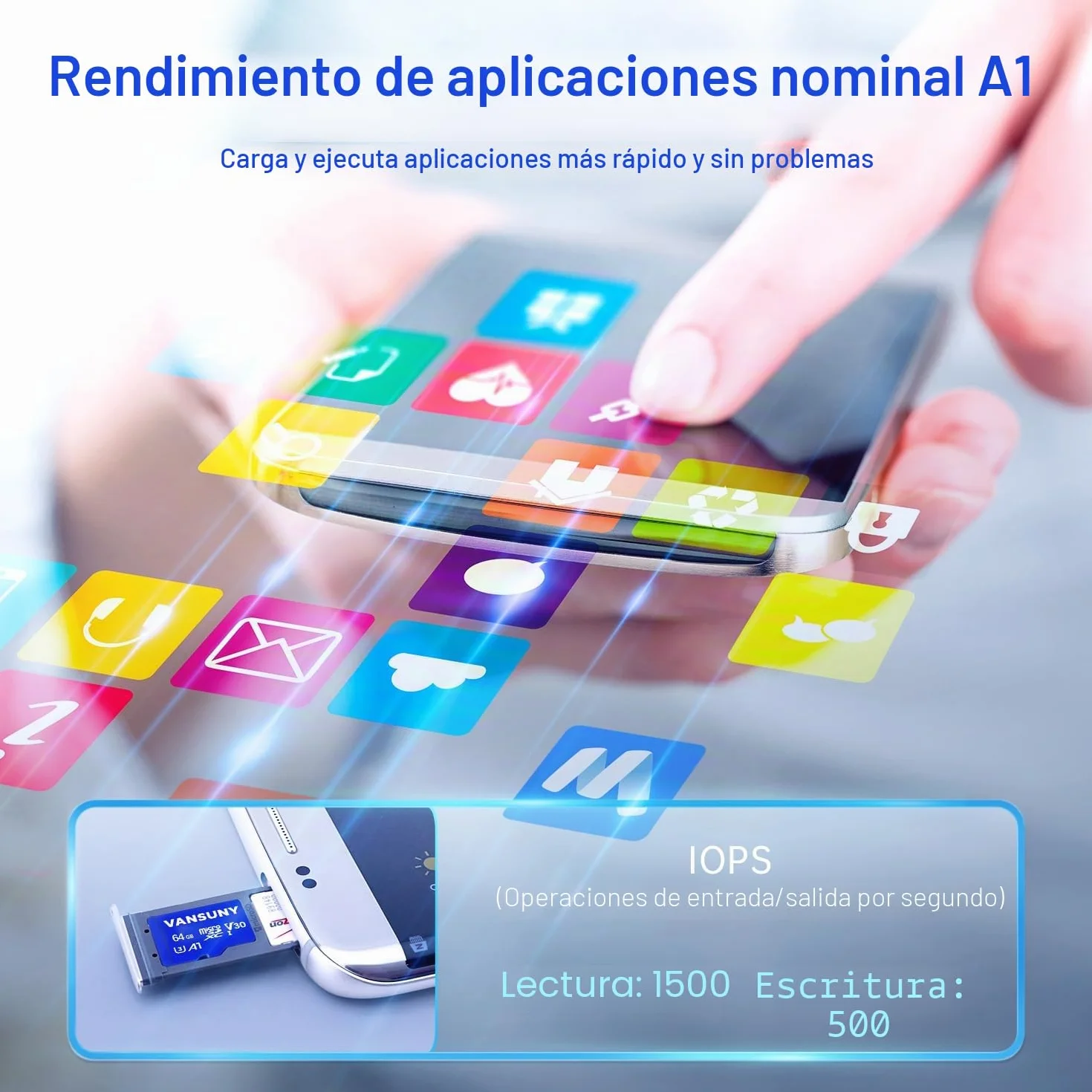 Vansuny Tarjeta Micro SD 64GB 2 Pack con Adaptador SD Micro SD 64GB Velocidad de 90 MB/s (A1, UHS-I, Clase 10, U3, V30)