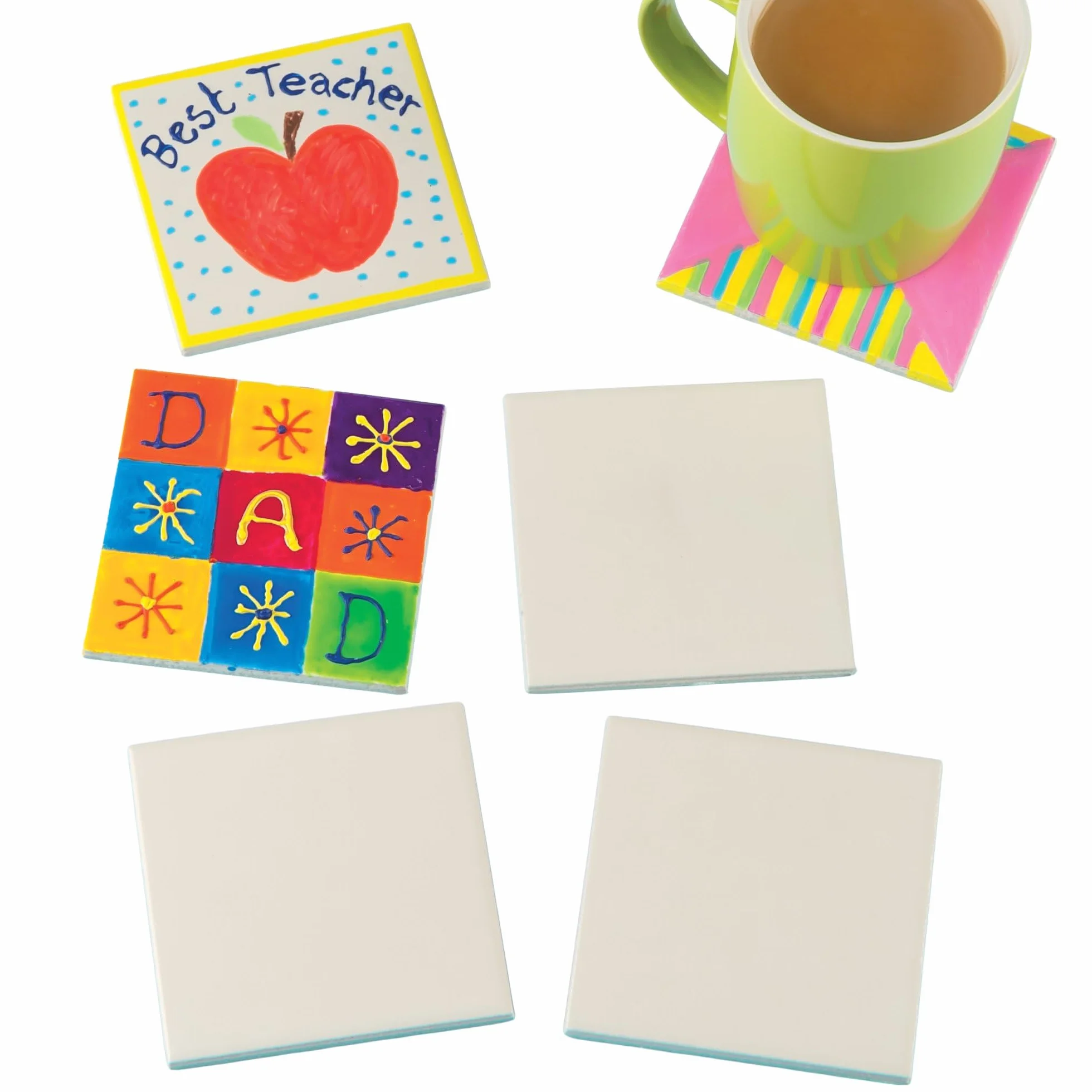 Baker Ross Haz Tus Propios Posavasos Azulejos de Cerámica para Niños Artes y Manualidades