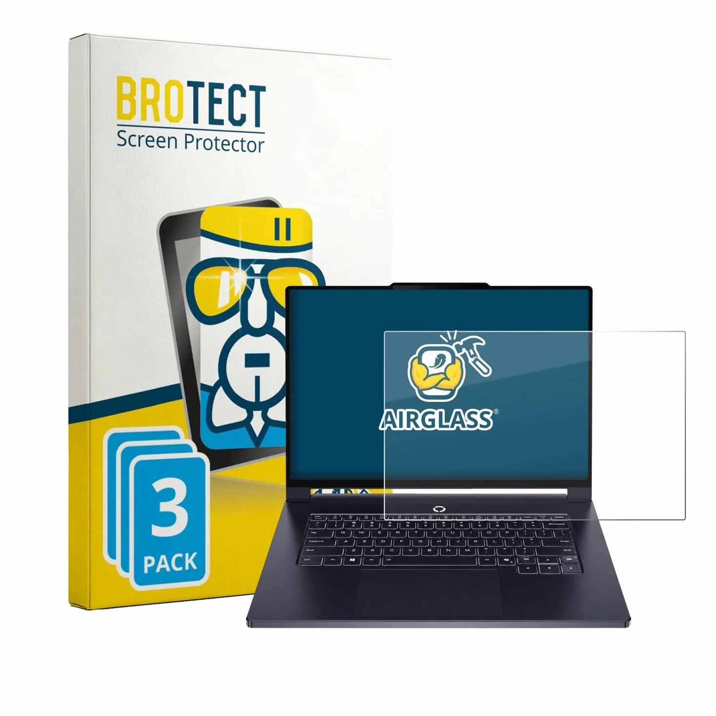 BROTECT Protector Pantalla Cristal para Lenovo Legion 7a Gen 11 15" Protector Vidrio (3 Unidades) - [Dureza 9H, Anti-Arañazos]