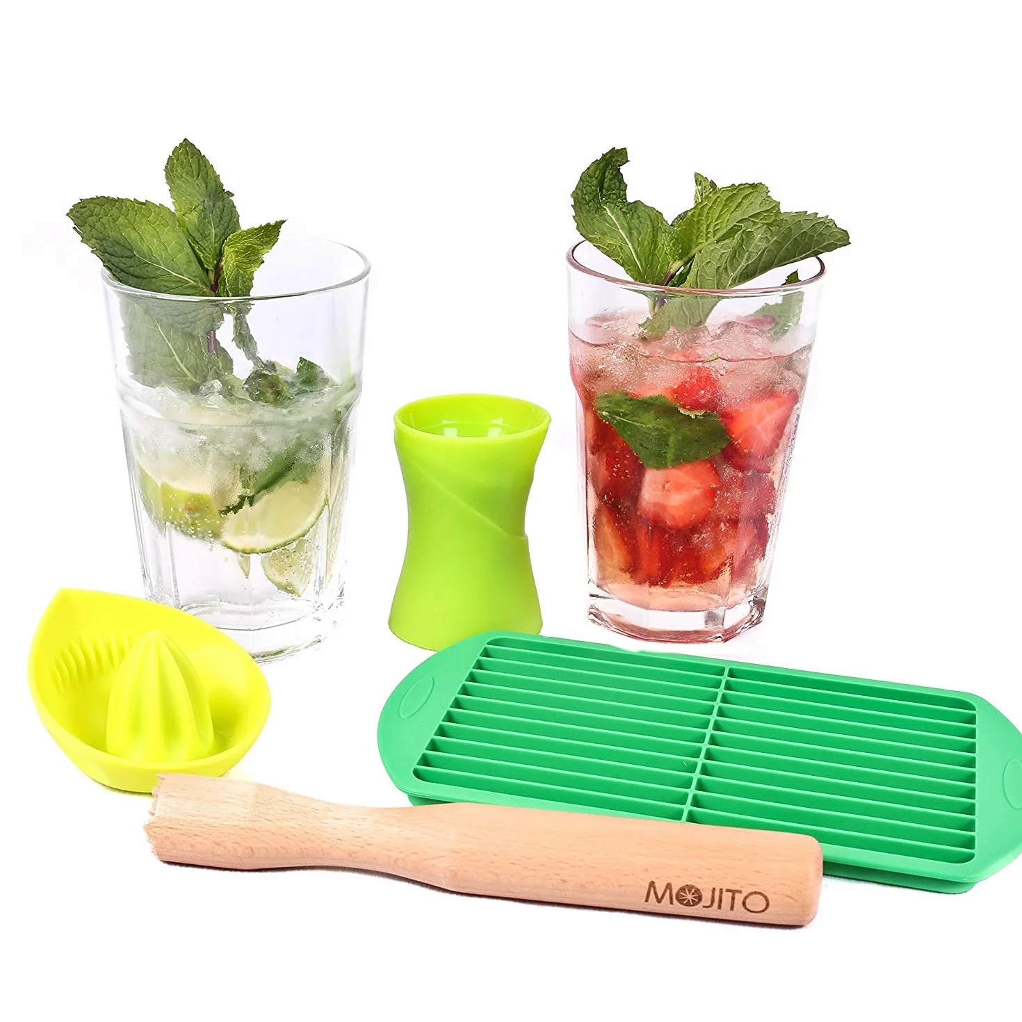 Mojito Kit Set de Fabricación de Cócteles Exprimidor Lima Doble Jigger Madera Muddler Molde Hielo