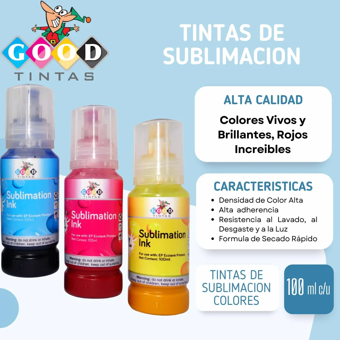 Tinta de Sublimacion de 440 ML Compatible con Impresoras EP Ecotank Supertank Serie 102 104 para Transferencia de Prensa de Calor en Tazas, Fundas para Telefonos, Camisetas, Bolsas, etc.