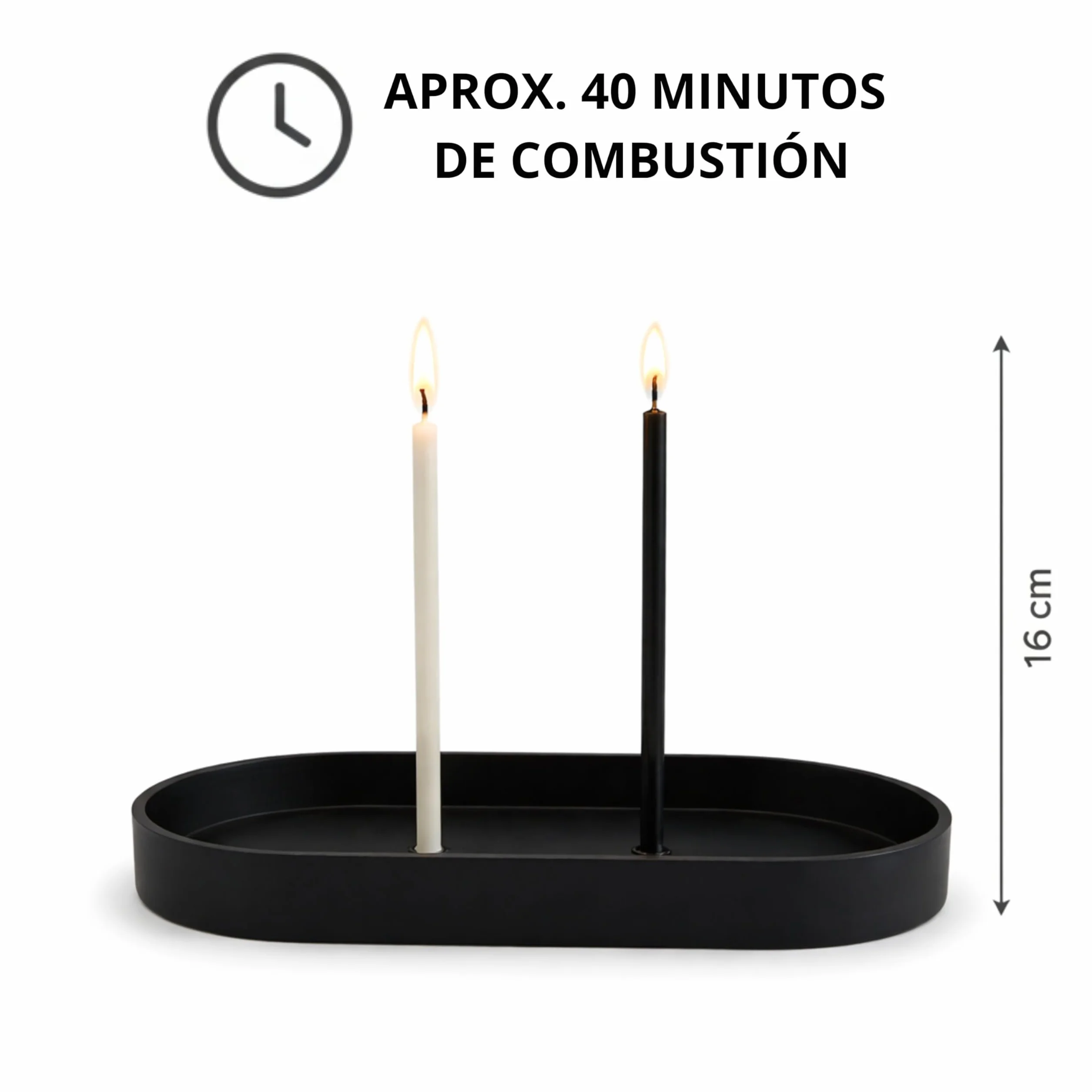 CanBee Velas Finas Cera de Abeja 100% Natural 16 cm x 5 mm Negras y Blancas Combustión Limpia 40 Min