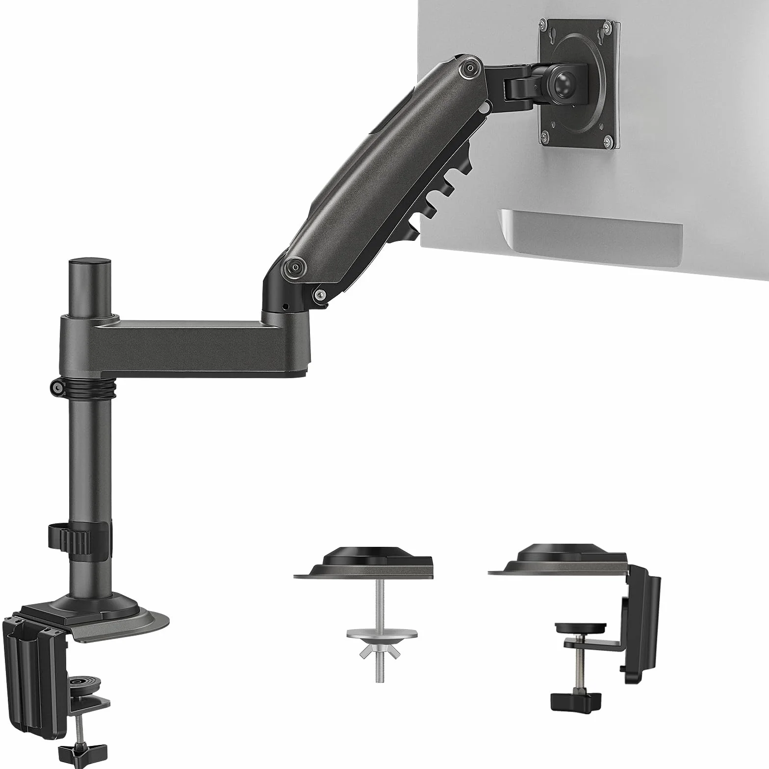 Huanuo - Soporte para Pantalla Curvada de 13 a 32 Pulgadas, Brazo de Pantalla para PC Regulable en Altura, rotación de 360°, Soportes VESA pie de Pantalla 75 x 75/100 x 100 mm