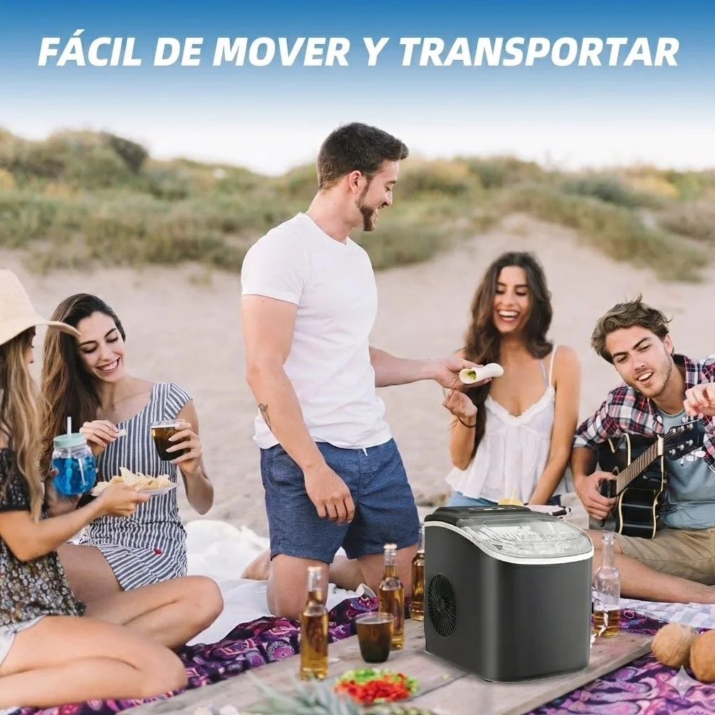 Máquina de hielo de sobremesa 12 kg/24h, 9 bolas en 6 min, portátil autolimpieza