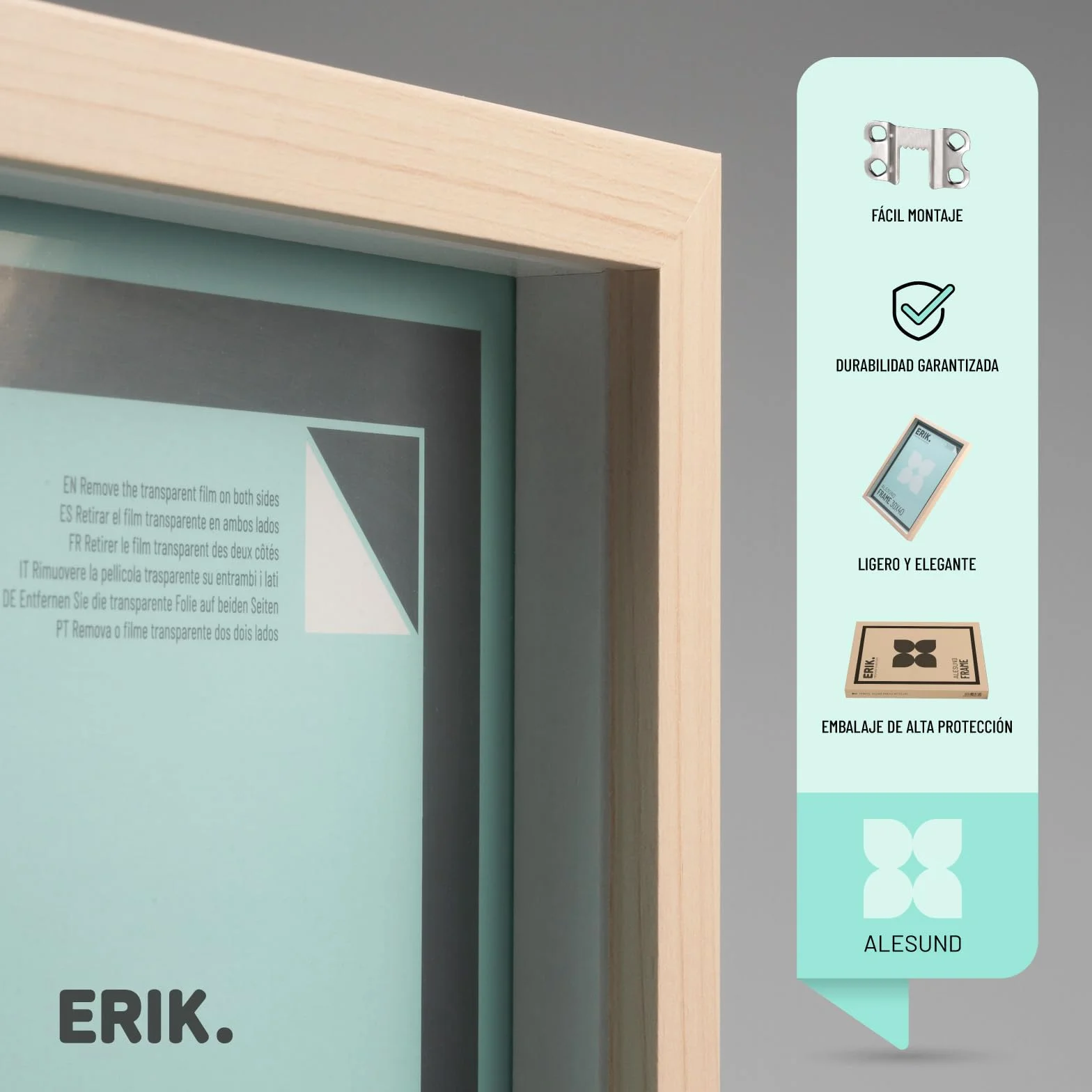 Grupo Erik Marco A2 Madera 42x59,4 cm marron haya - Marcos para cuadros Decoracion hogar
