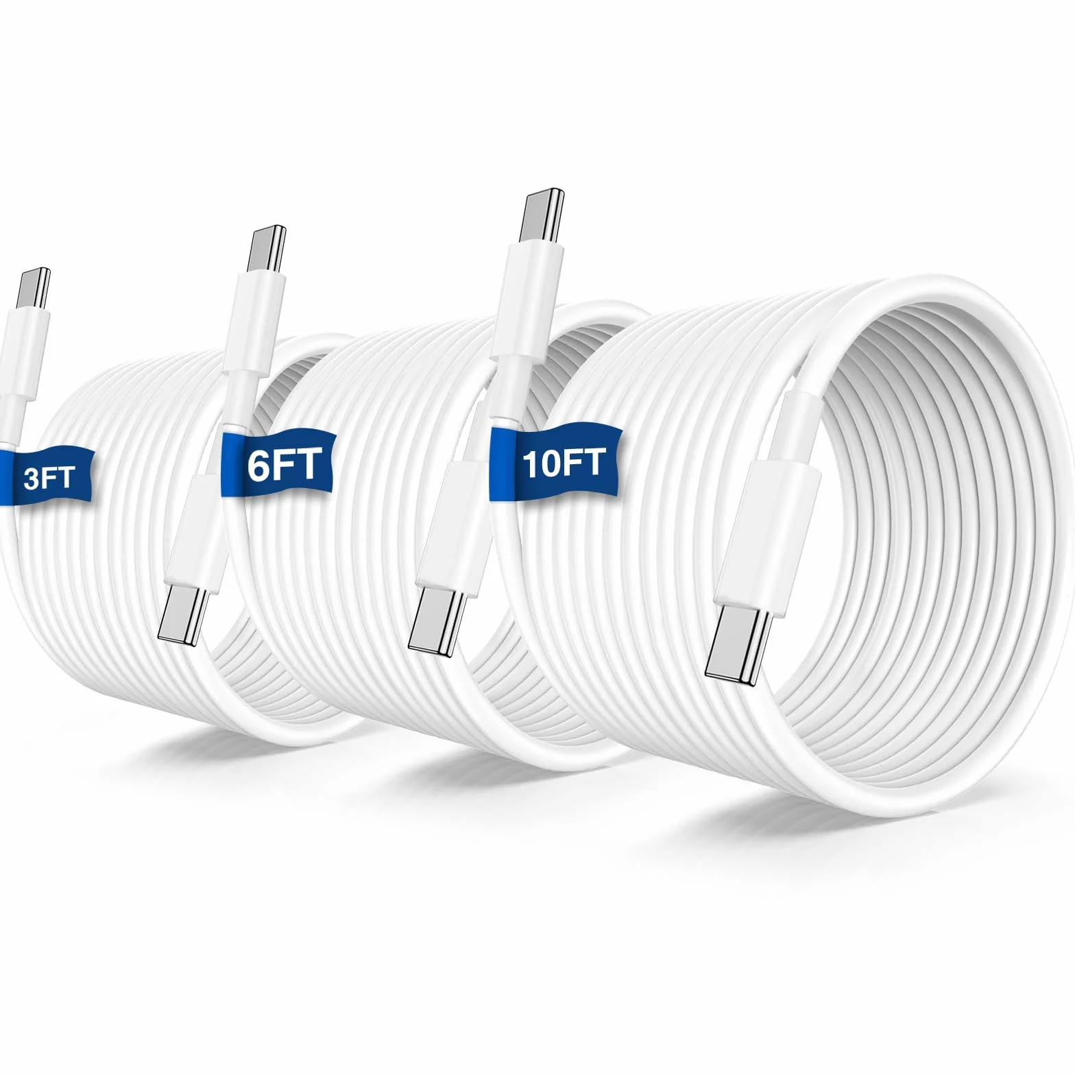 Cable de carga rápida USB C a C largo de 10 pies, cable de carga tipo C a C de 60 W para Apple iPhone 15 Plus/15 Pro Max, MacBook Pro 2021/2020/2019/2018, iPad Pro 12.9/11 pulgadas/Mini/Air 4, Samsung