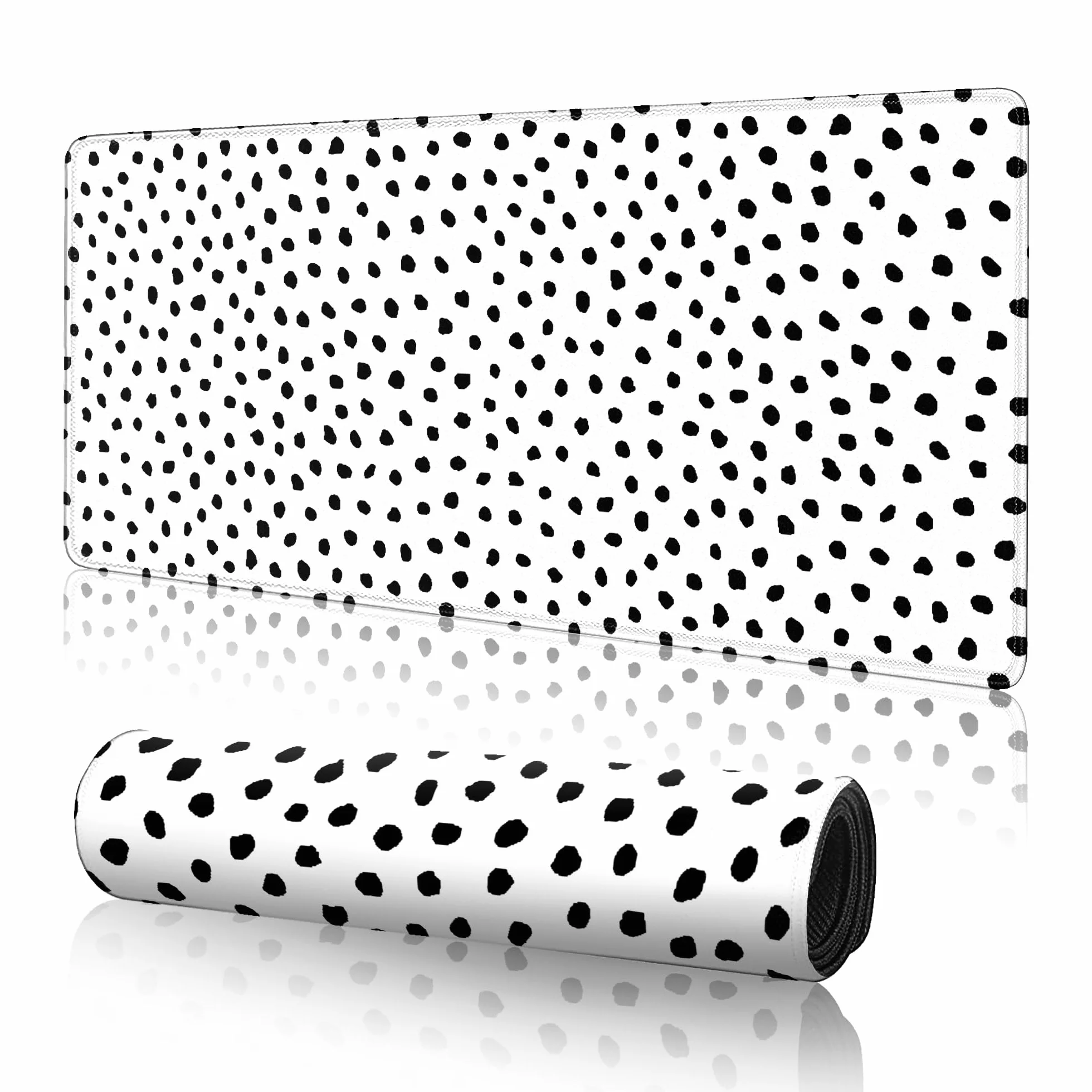 Alfombrilla de escritorio grande de lunares blancos, alfombrilla de mouse grande extendida para accesorios de escritorio, alfombrilla de mouse para teclado de computadora, alfombrilla de mouse con
