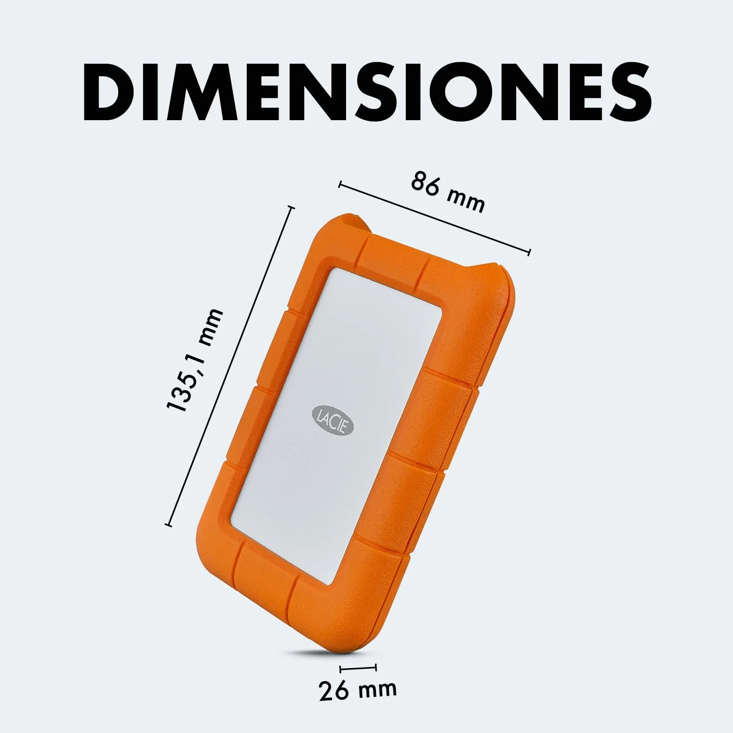 LaCie Rugged USB-C 4TB — antigolpes, USB‑C Disco duro externo portátil 2,5", para Mac y Windows — incluye Rescue Data Recovery