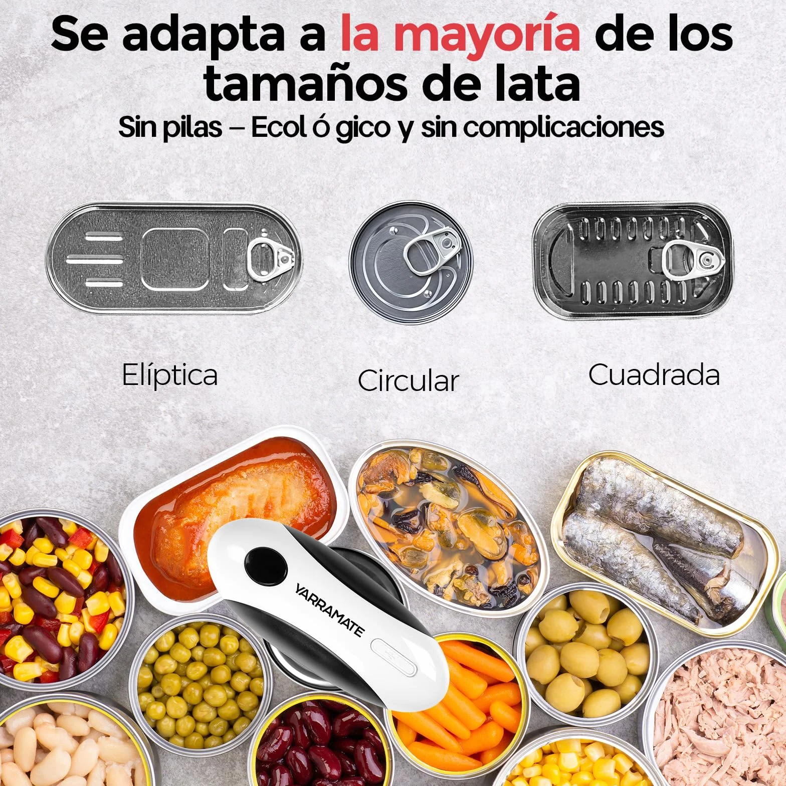 YARRAMATE Abrelatas Eléctrico Automático - Abridor de Latas Sin Esfuerzo, Accesorio de Cocina Manos Libres para Frascos Sellados