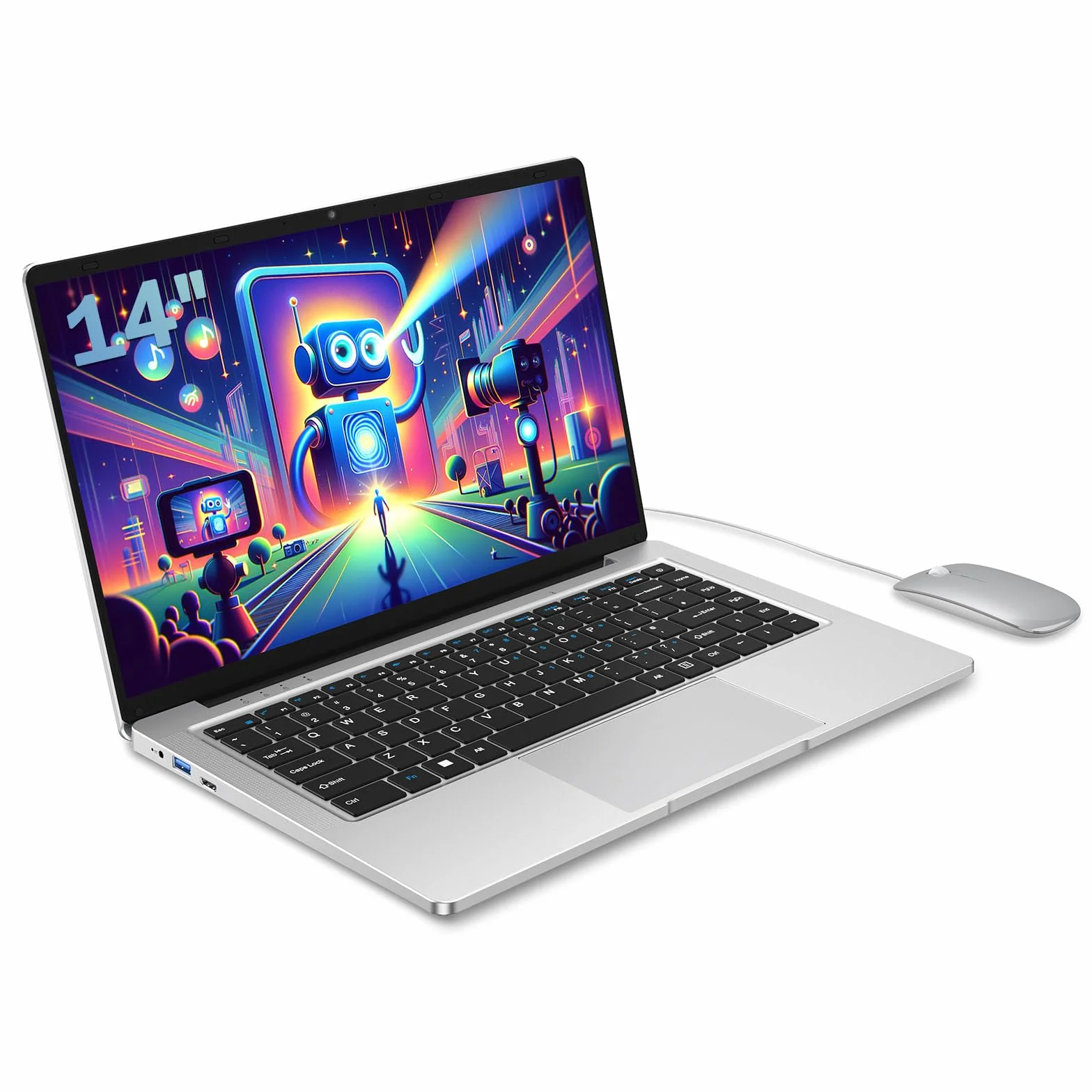 PC Portátil 14 Pulgadas Celeron N4000 (hasta 2.6 GHz) , Computadora Portátil 6GB RAM 128GB SSD, Ordenador portátil W11 Pro Soporte WiFi, Bluetooth, USB 3.0 Mini HDMI, Estudiante/Oficina Laptop.