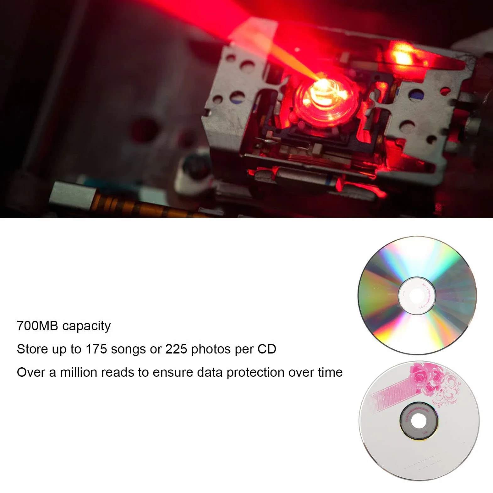 Bewinner Discos CD-R Vírgenes, Disco Grabable 52X de 700 MB, CD Vírgenes para Grabar Música, Almacenar Datos de Imágenes Digitales (50 PCS)