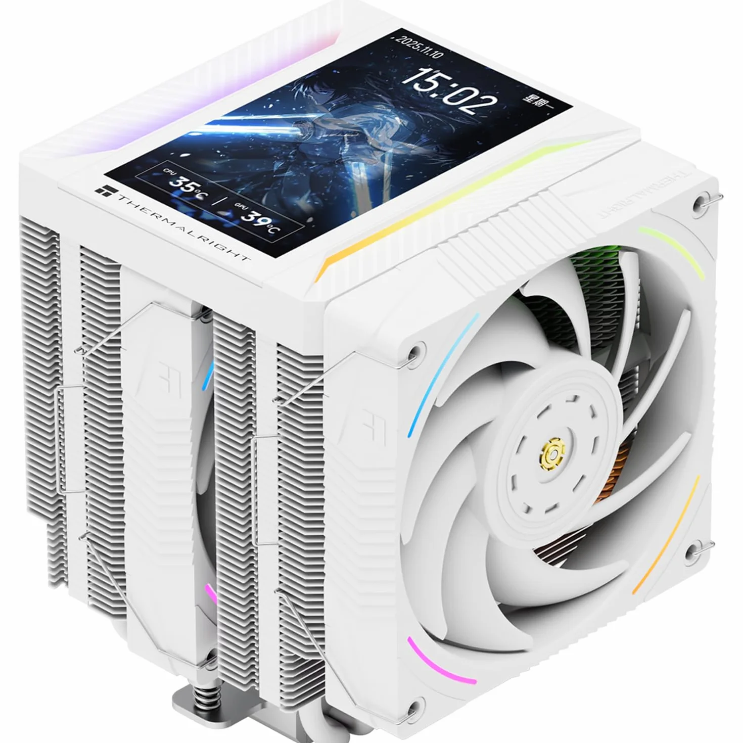 Thermalright Peerless Assassin 120 Vision MAX ARGB White CPU Cooler, PC Heatsink, pantalla magnética de 5" con resolución 480x854, para AM4/AM5 e Intel LGA1700 / 1851