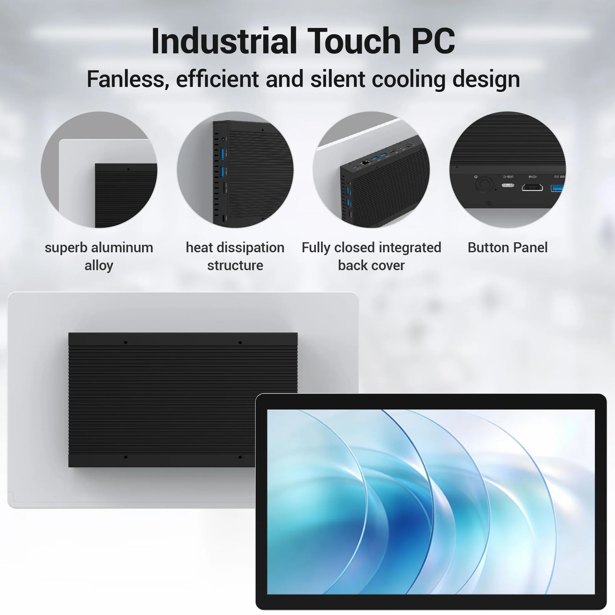 Panel PC todo en una carreraWin11 Pro Industrial Panel Táctil Computer 13.3 pulgadas, N5100, 8GB Ram,128GB Rom, Pantalla táctil PC Embedded PC 1920*1080, Wifi5,0, USB3.0*4, RS232, HDMI2,0, USB Tipo-C