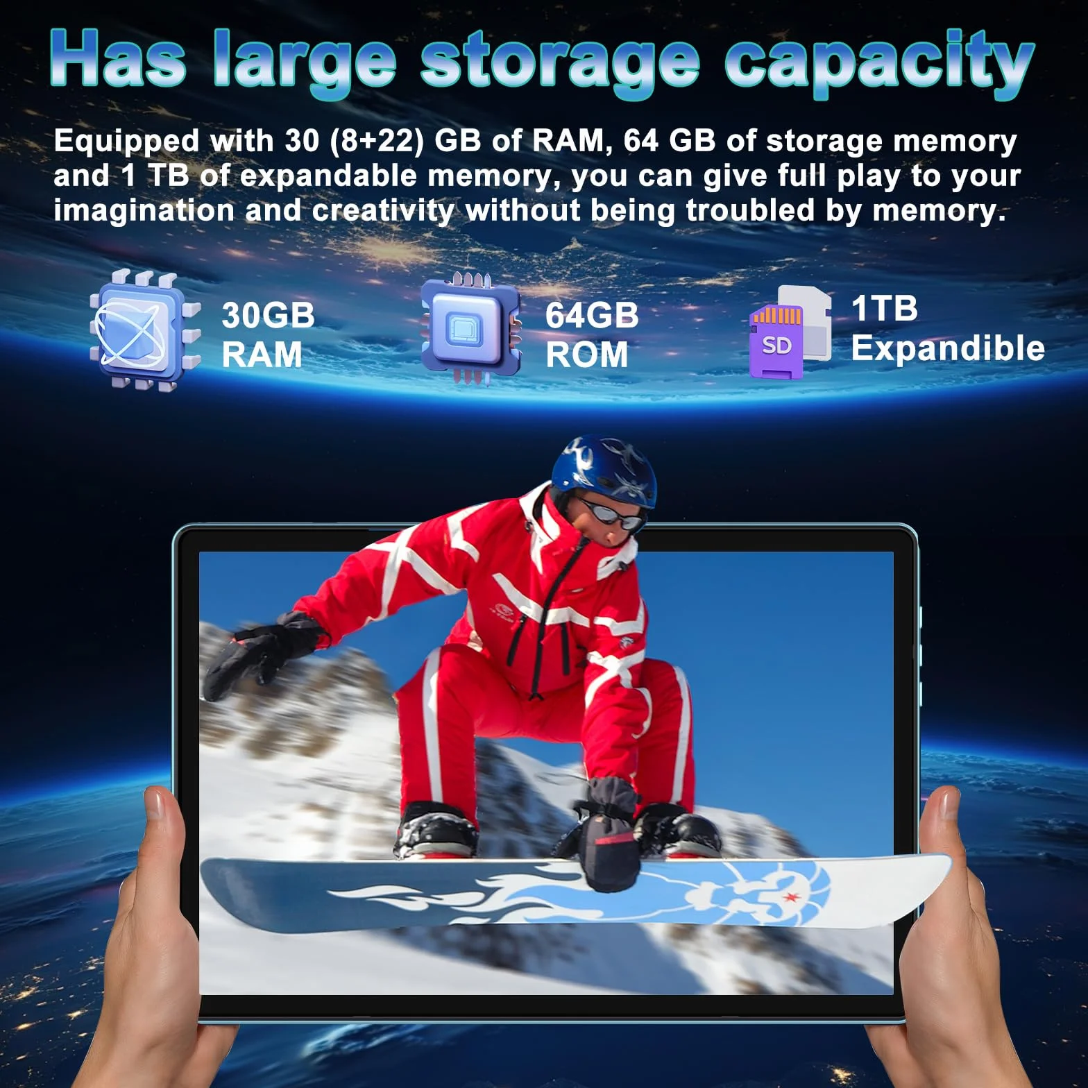 DMOAO Tablet 10 Pulgadas Android 15 con Gemini AI, 30 GB RAM + 2 TB ROM Expansión, 5G WiFi, GPS, Widevine L1, Octa-Core, BT 5.0, 6000mAh, USB-C, FHD Tablet con Teclado+ Ratón + Funda, Azul