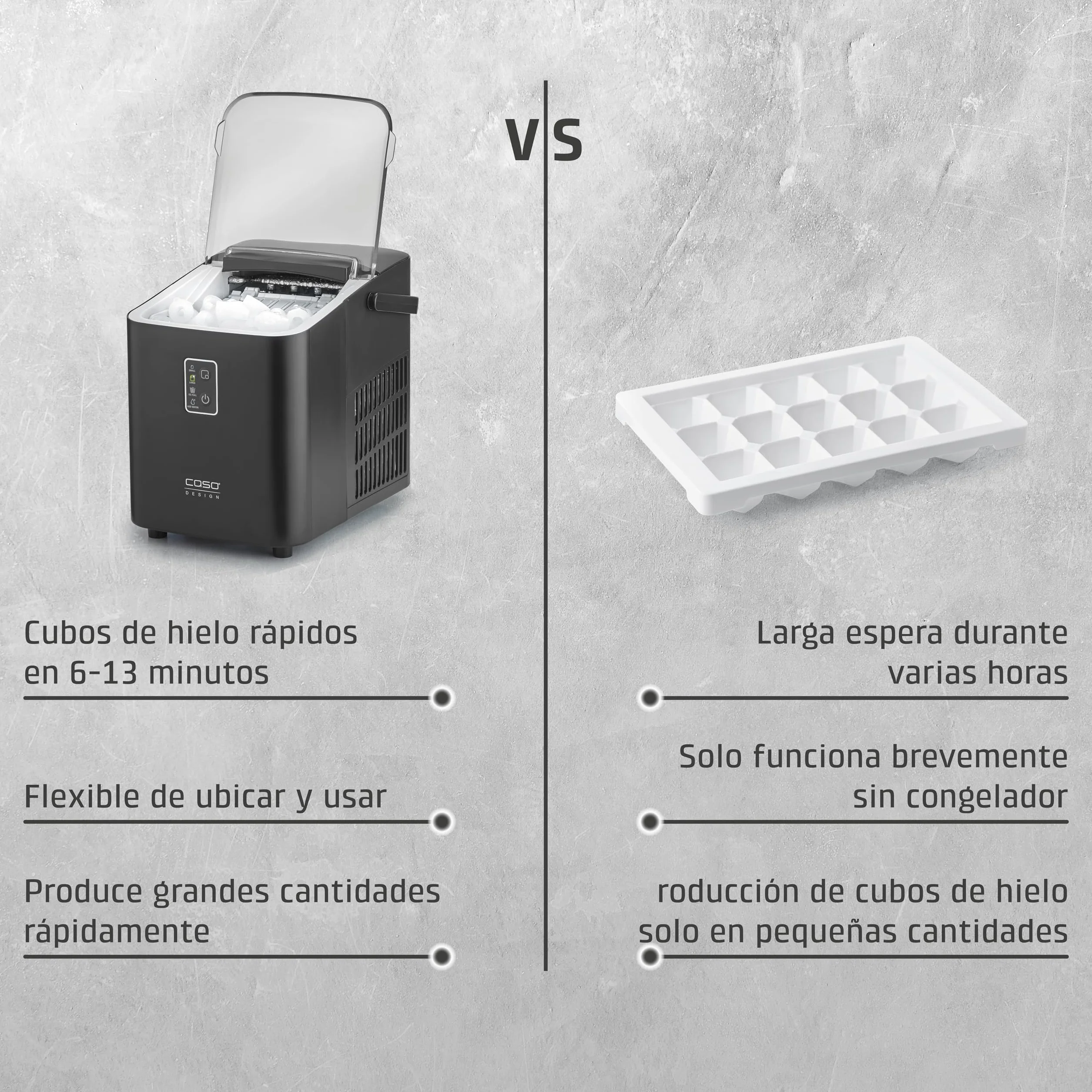 CASO IceChef compacta, máquina de cubitos de hielo para encimera, 1 L tanque, 12 kg/24h