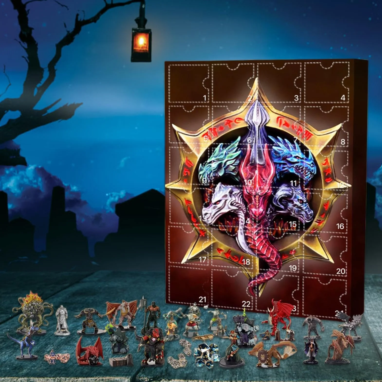 Calendario de Adviento Dungeons & Dragons 2025 | Calendario de Navidad con Colgante de Dragones 24 Días | Adornos de Acrílico 2D