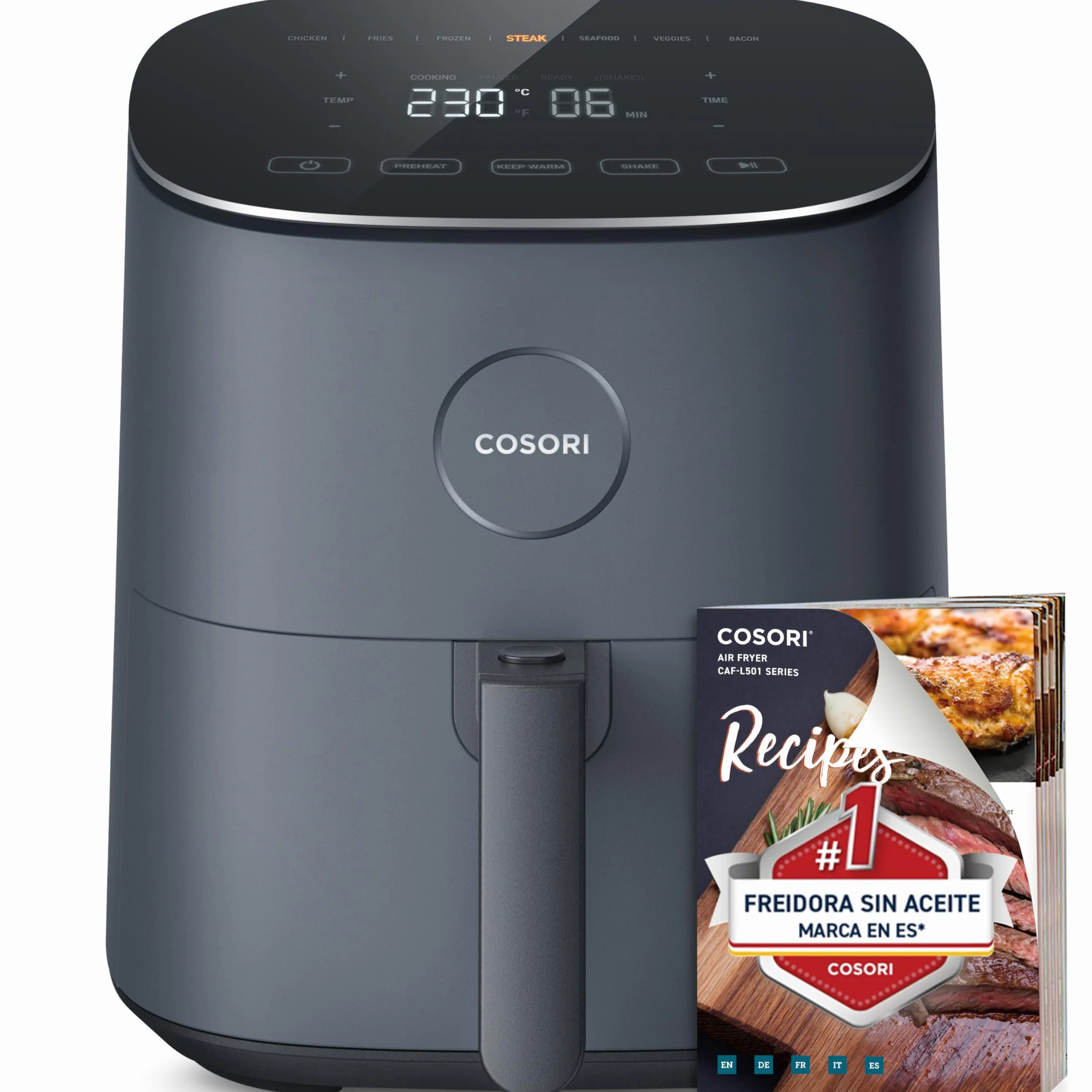 Cosori Freidora de Aire 4,7L 230°C Air Fryer 9 Programas Panel Táctil Gris L501